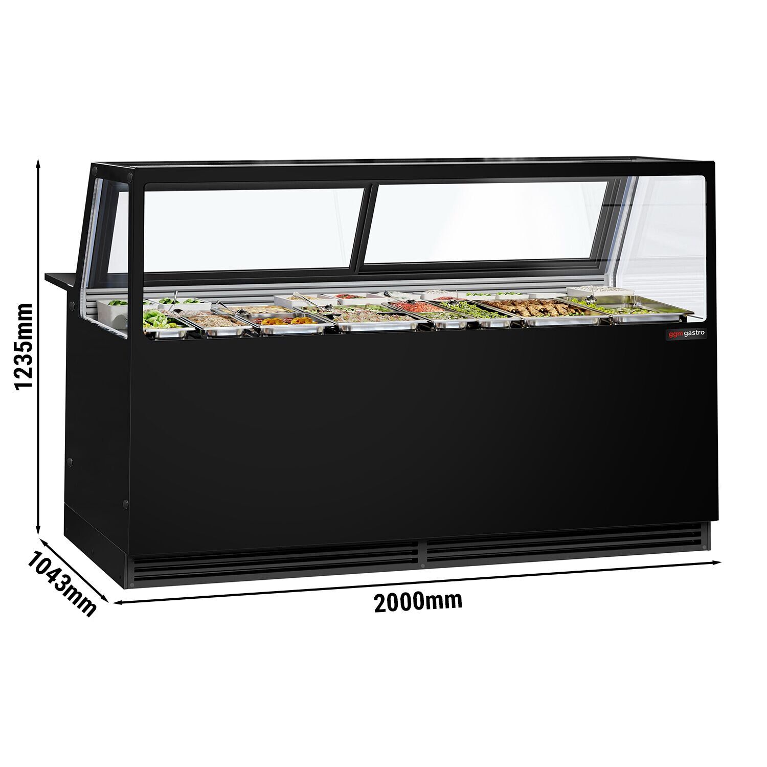 Comptoir vitrine réfrigérée KAISA - 2000x1048mm - +2/+8°C - Double vitrage - Éclairage LED