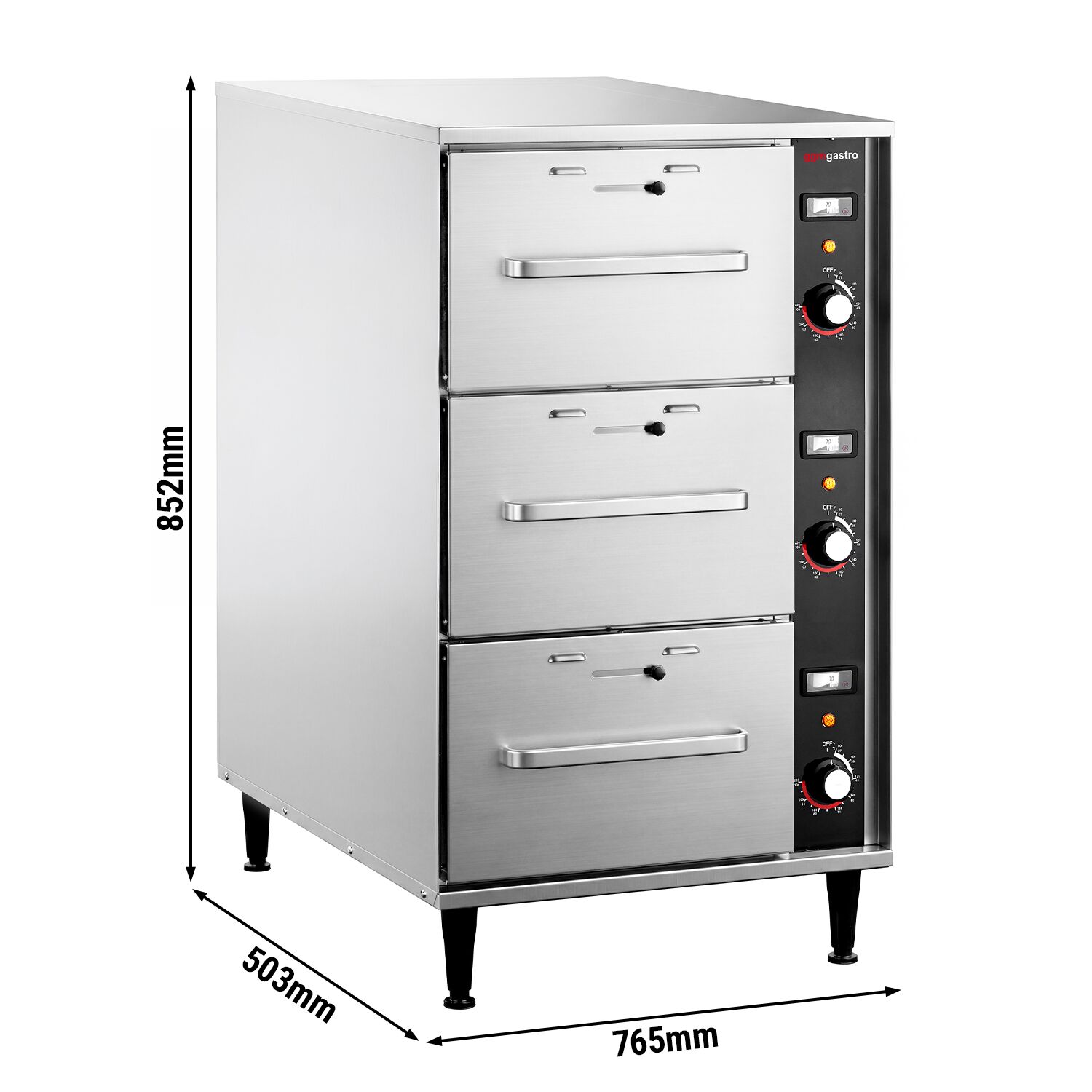 Commercial Heated Cabinet – with 3 Drawers – Separate Temperature Control