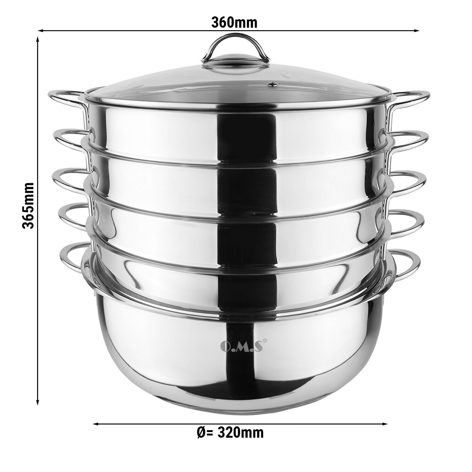 Cuiseur vapeur - Acier inoxydable - Tous feux dont induction - 7L - Ø320mm - avec couvercle