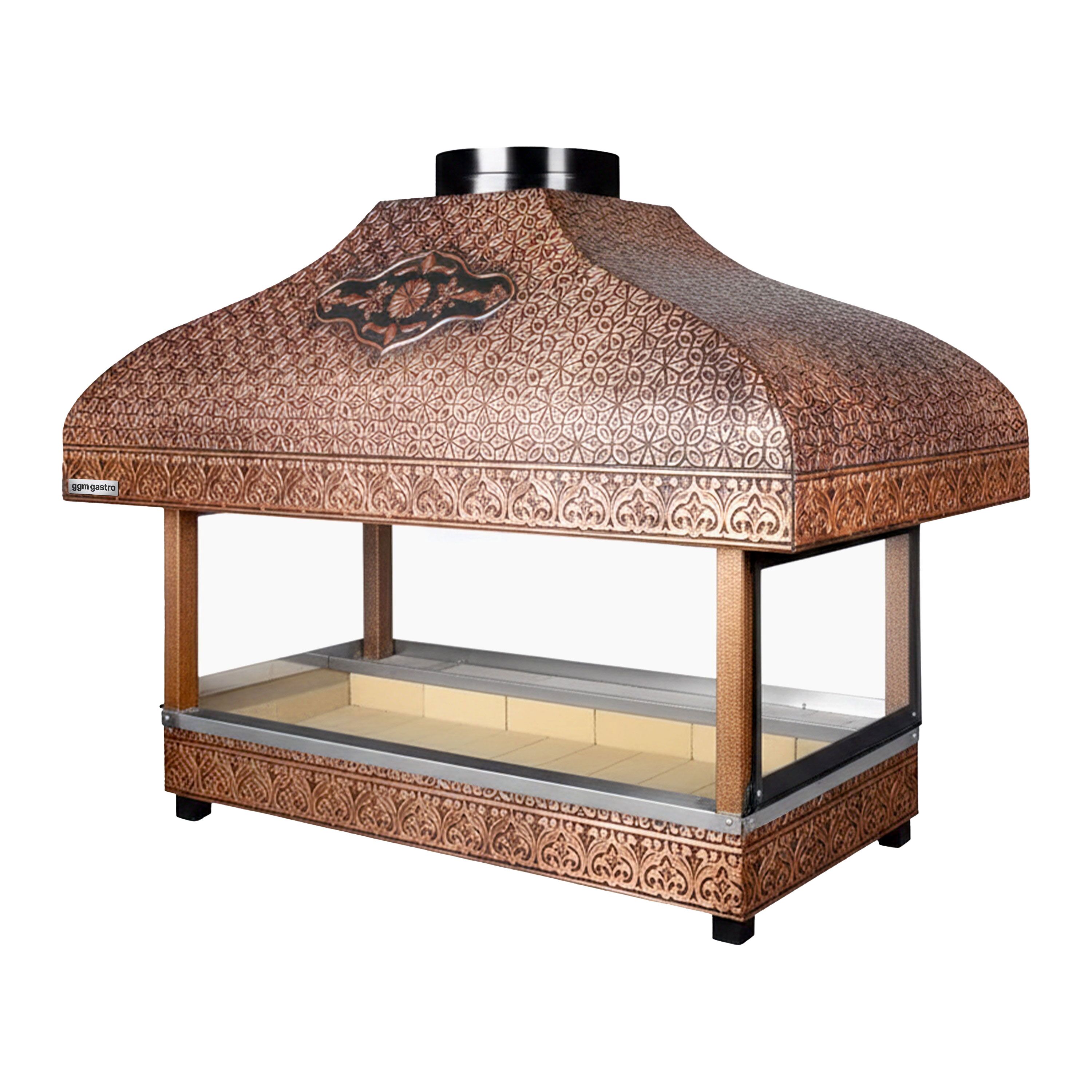 Copper Charcoal Grill - 1500mm - 1 grill grates - Grill grate: 1300x500mm