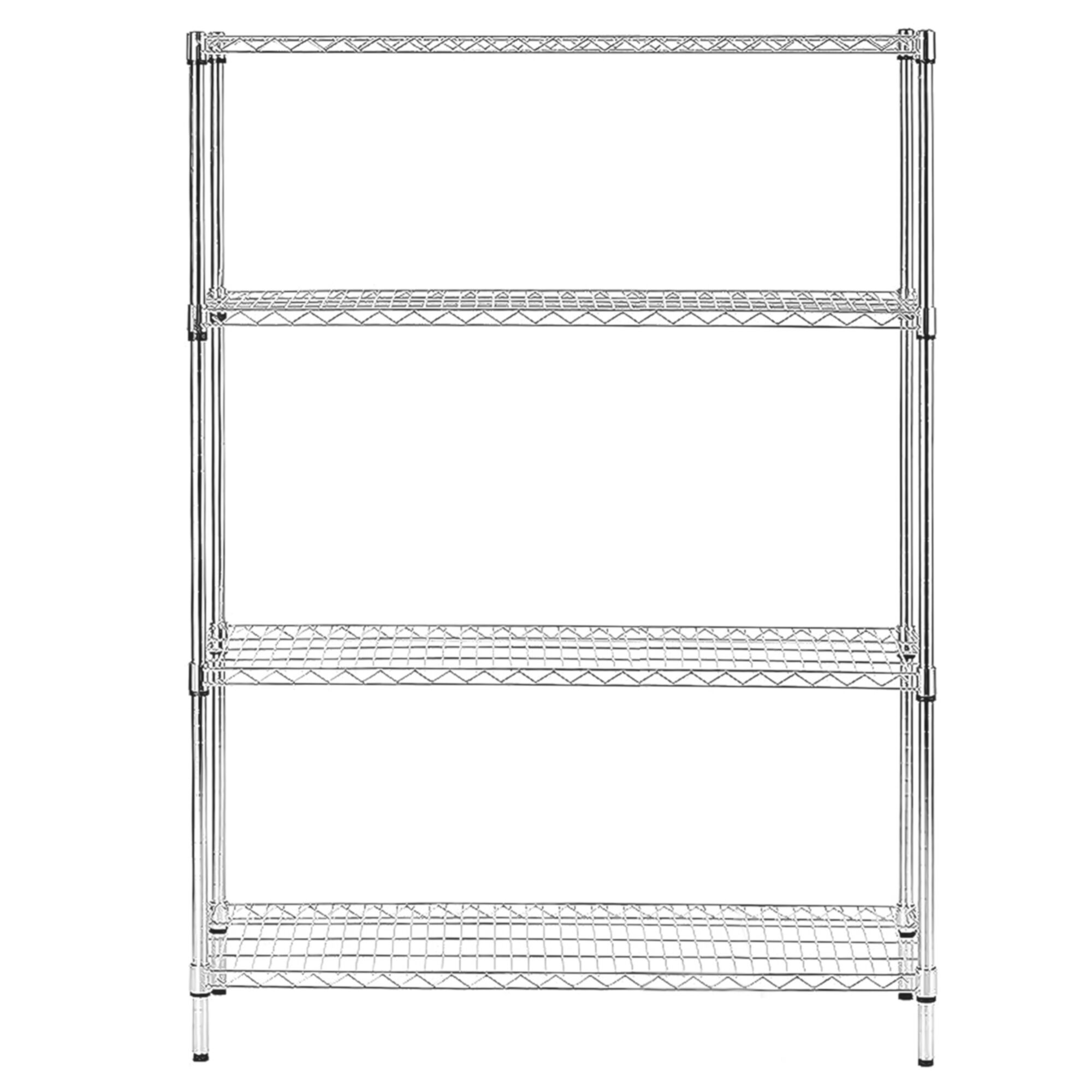 Étagère en acier - 1200 x 450 mm - 4 étagères - Chromée