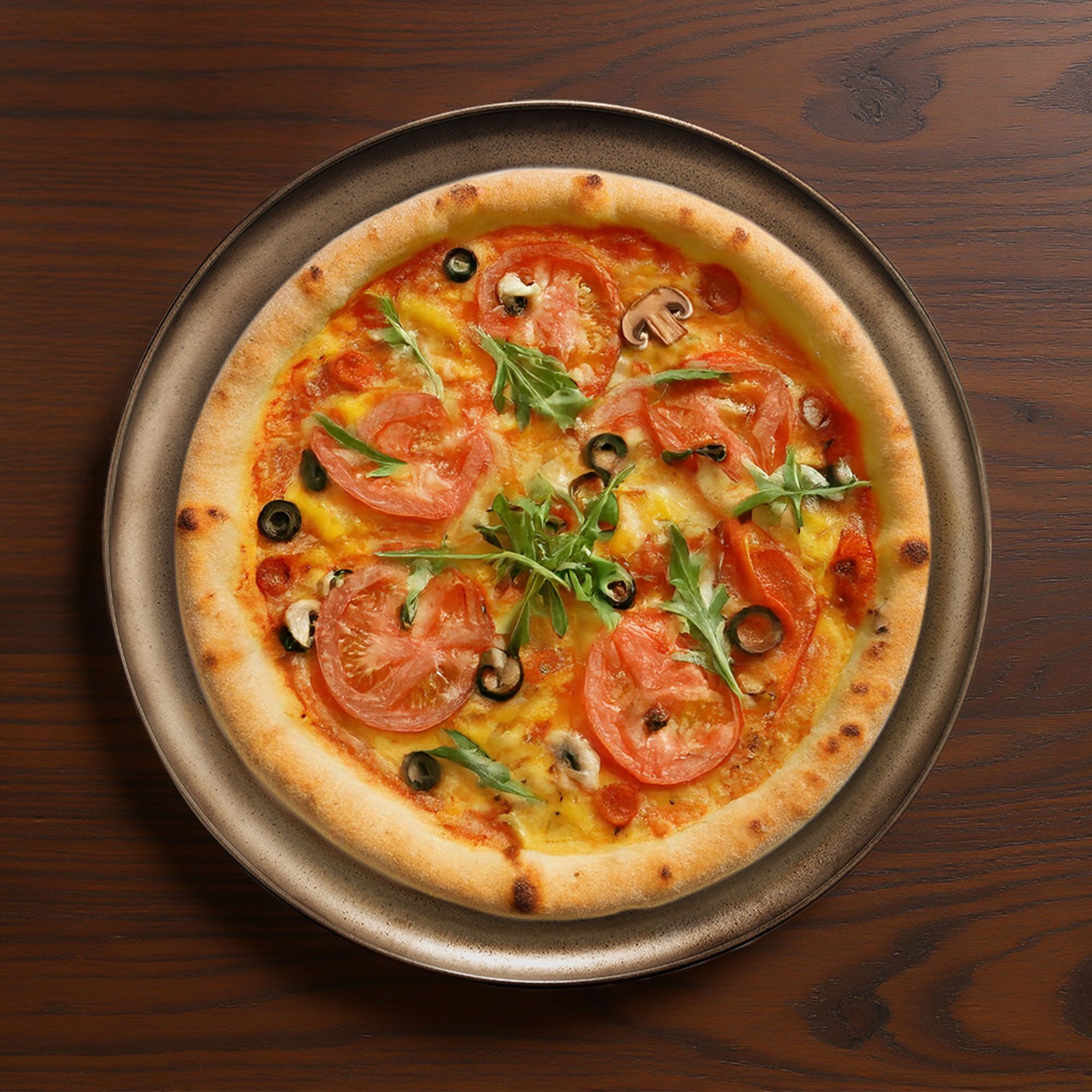 (12 pièces) Assiette à Pizza en Porcelaine - Ø 310 mm - Bronze