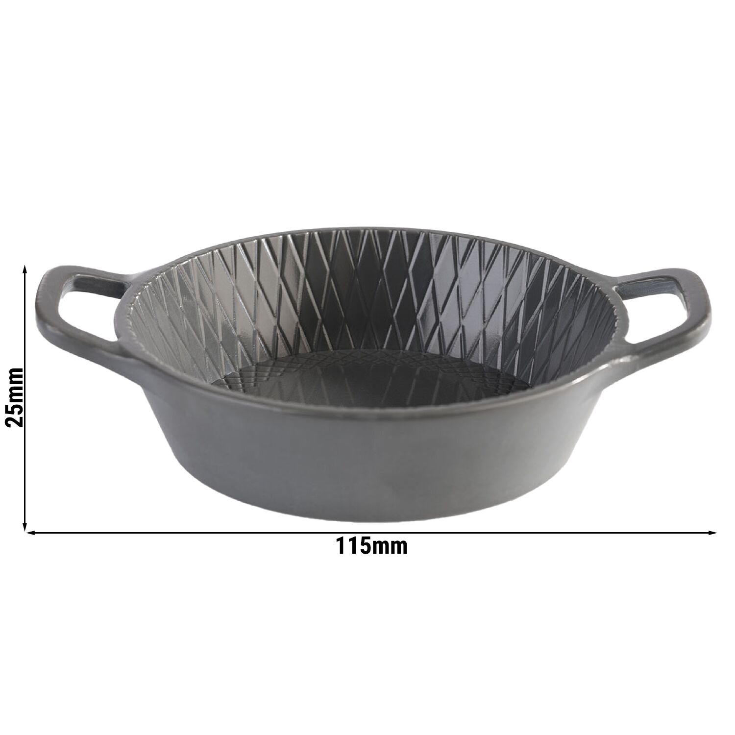 (60 pièces) Bol - MINI - Mélamine - 70 ml - Ø 85 mm - avec poignées - Gris