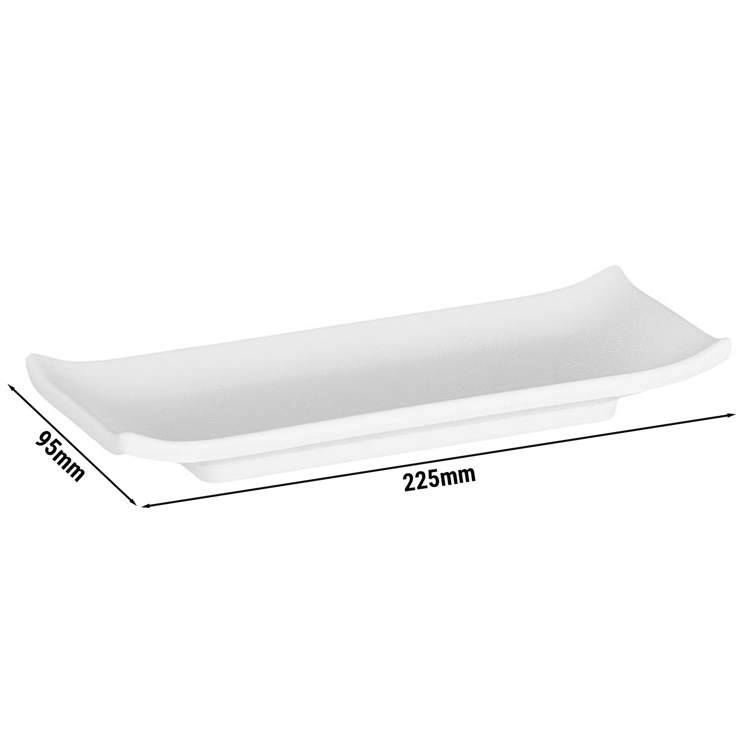 (6 pcs) Plateau de présentation - ZEN - Mélamine - 225x95mm - Hauteur:30mm - Blanc - empilable, compatible lave-vaisselle