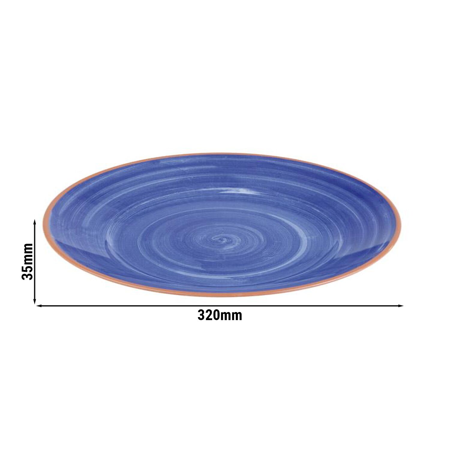 (6 pcs) Plateau de présentation - LA VIDA - Mélamine - Ø320mm - Hauteur:35mm - Bleu - empilable, compatible lave-vaisselle