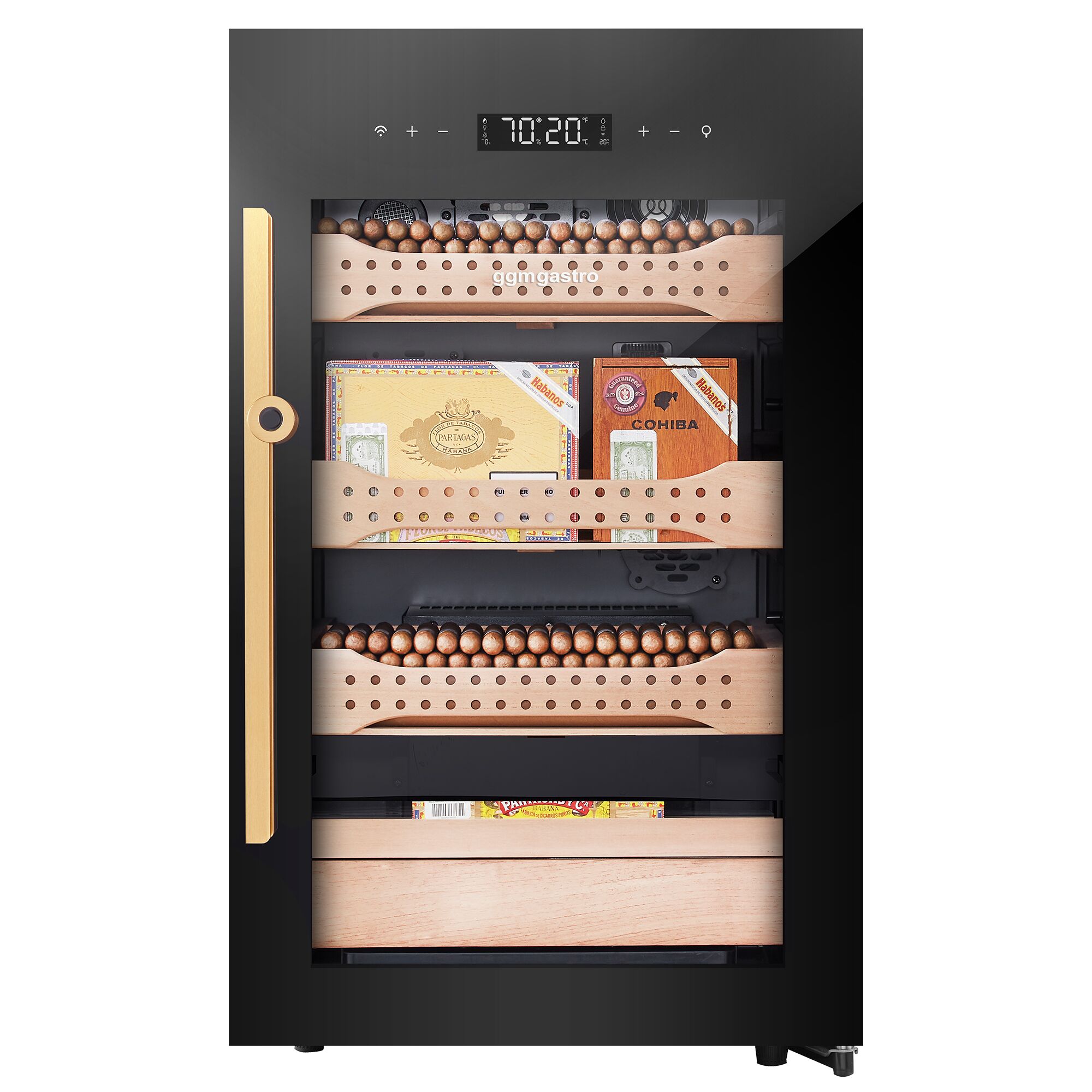 Armoire à Cigares Humidor avec Capteur d'Empreintes Digitales & Application de Contrôle - 113 Litres - pour 850 Cigares - 4 Tiroirs