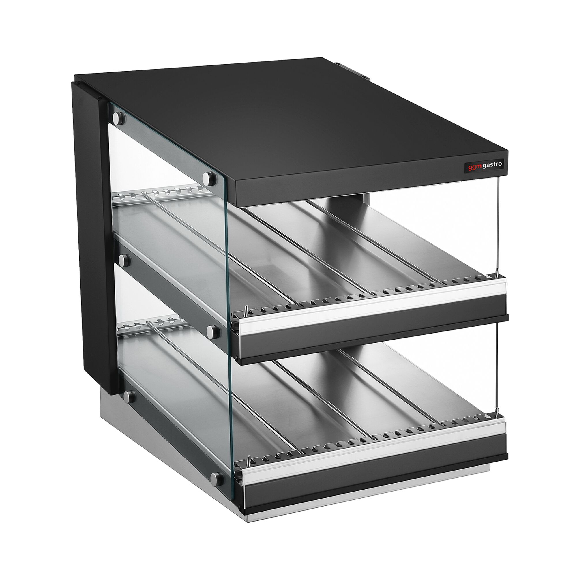 Vitrine chaude - 600mm - 980W - avec 2 étagères - Noir