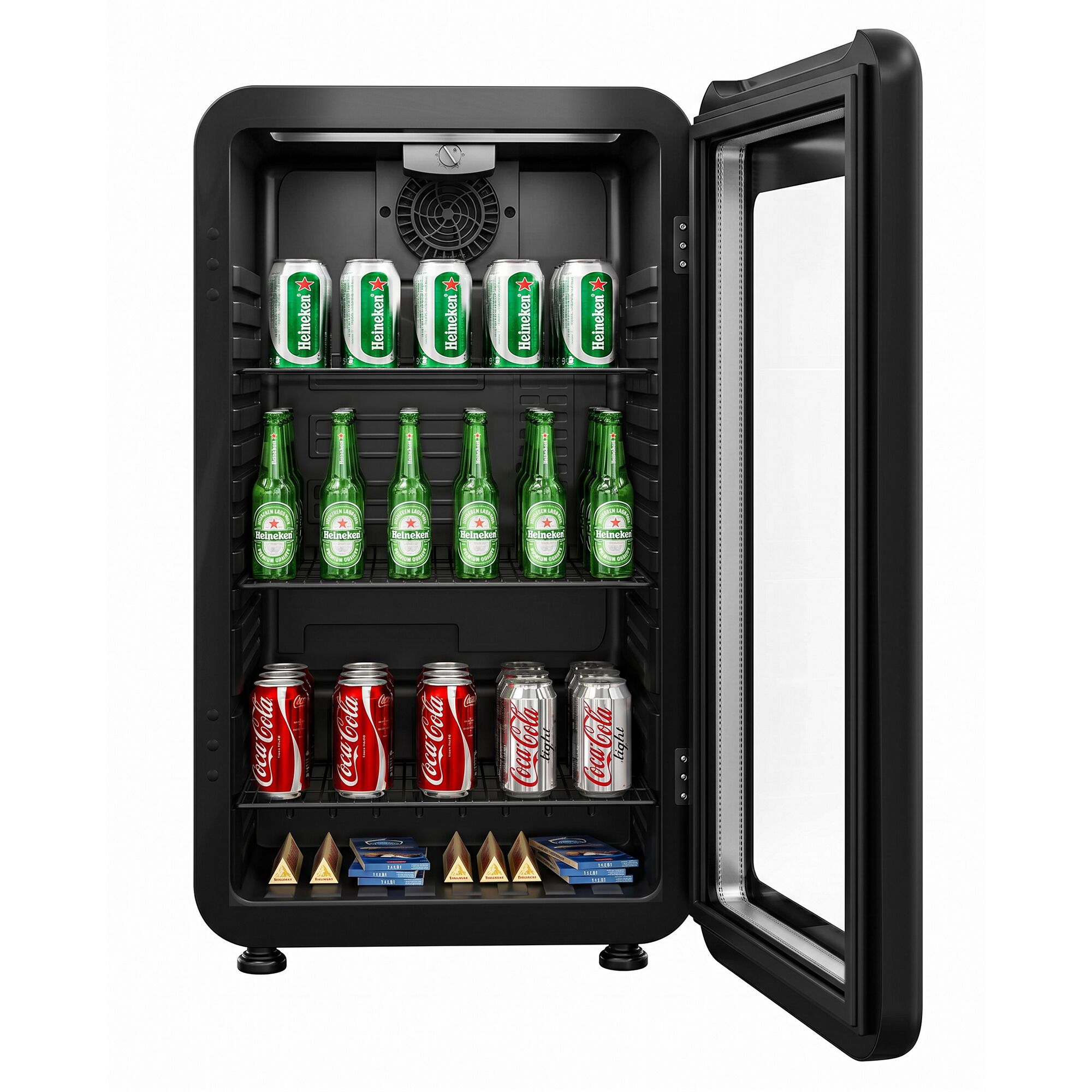 Minibar-Kühlschrank - 500mm - 120 Liter - mit 1 Glastür - Schwarz