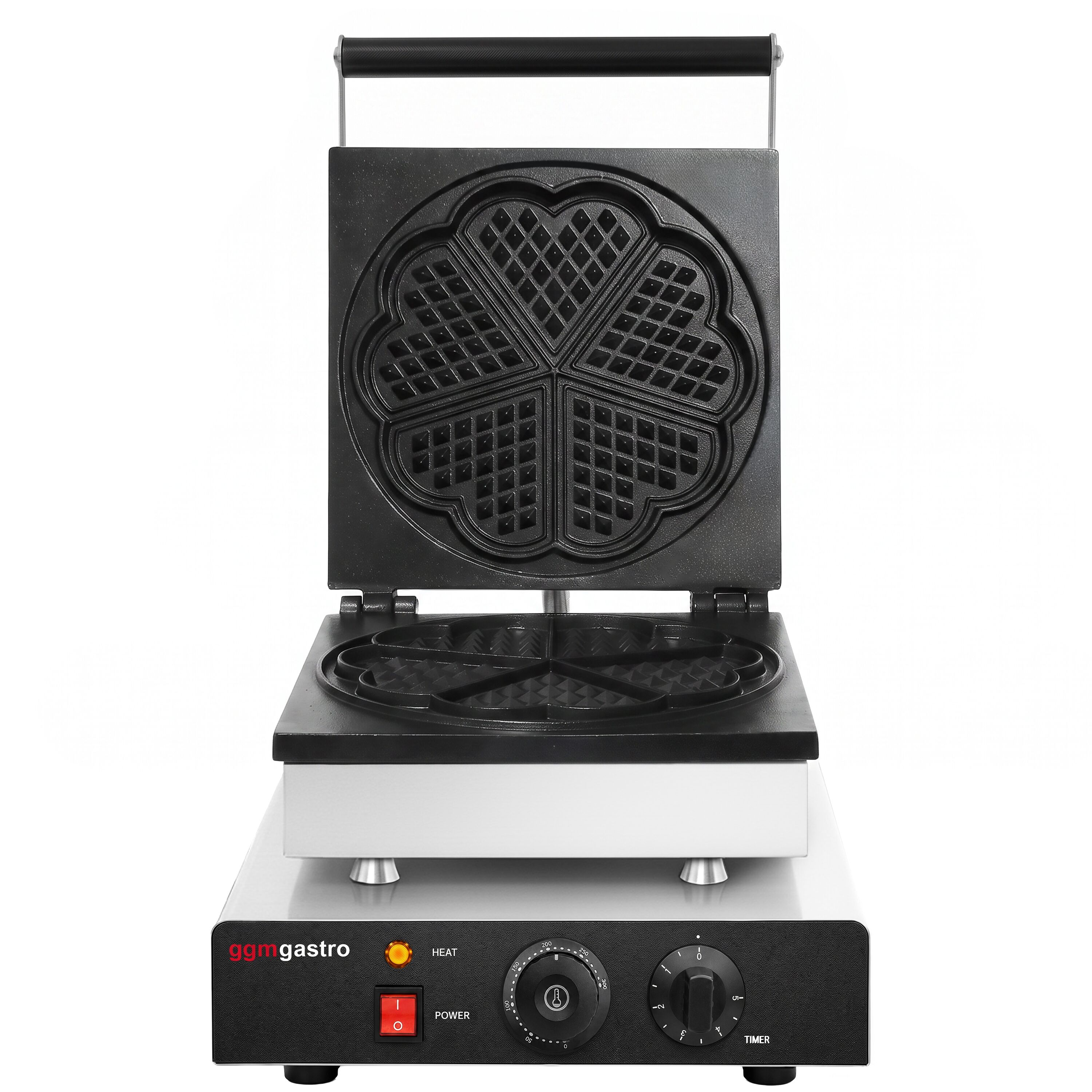 Waffle iron - Single - Manual - 1,75 kW - Shape: Heart flower - Teflon-coated baking plates