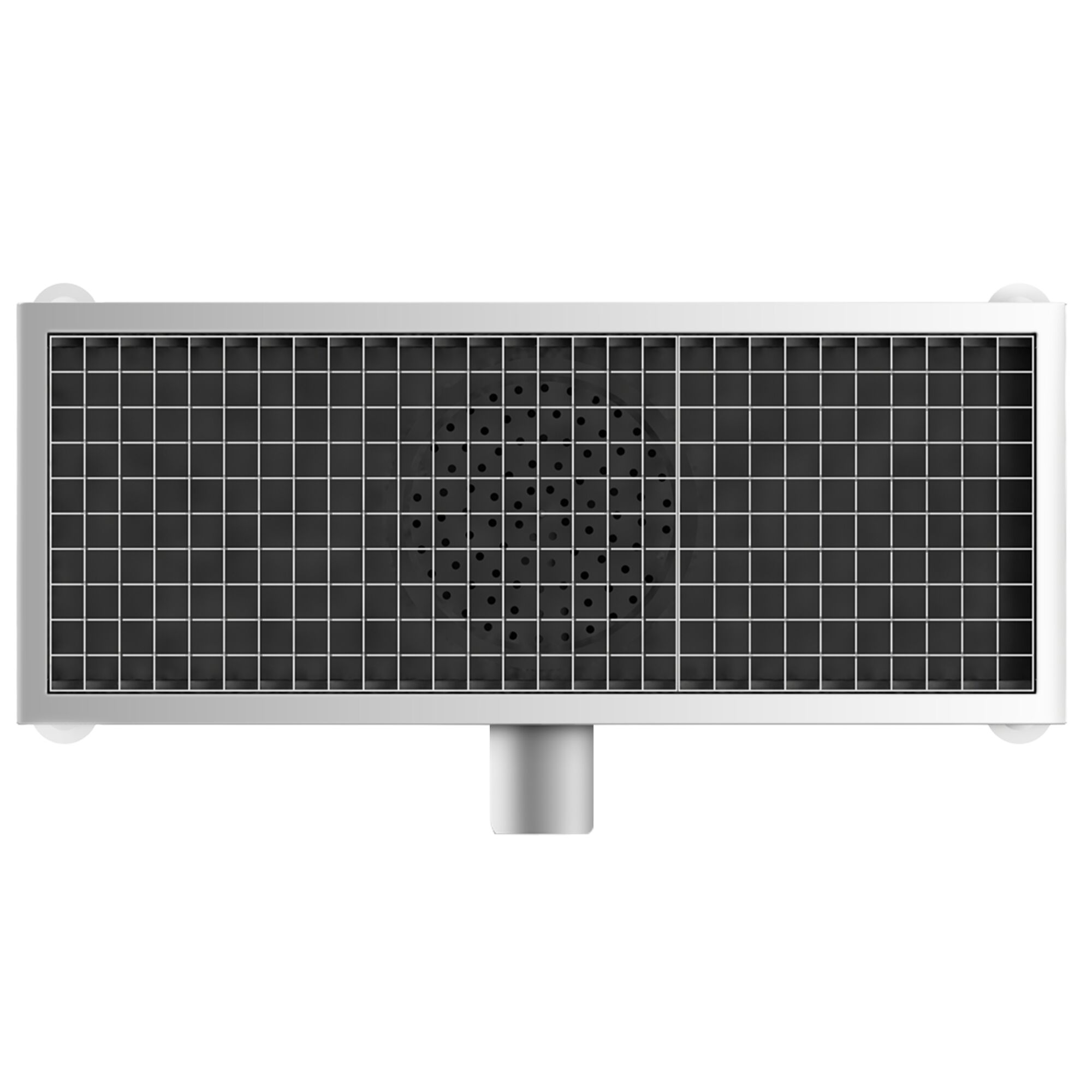 Caniveau de sol en acier inoxydable - 750x300mm - sortie horizontale Ø70mm - avec caillebotis