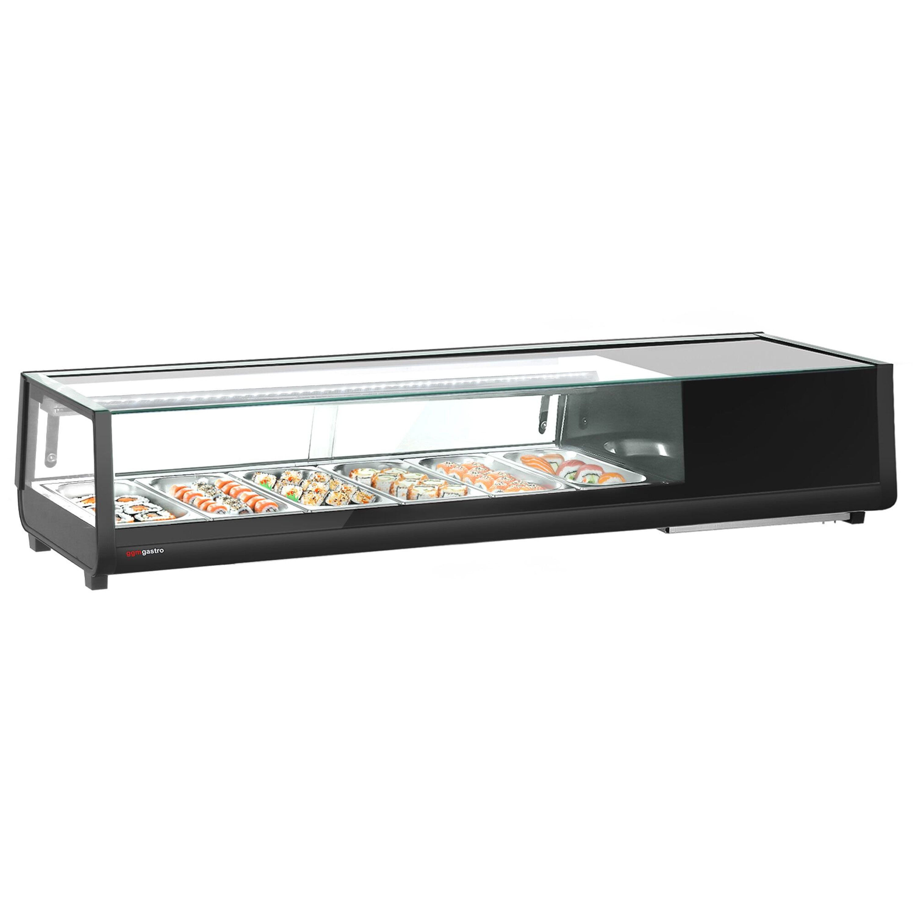 Sushi-Kühlvitrine - 6x GN 1/3 - Schwarz