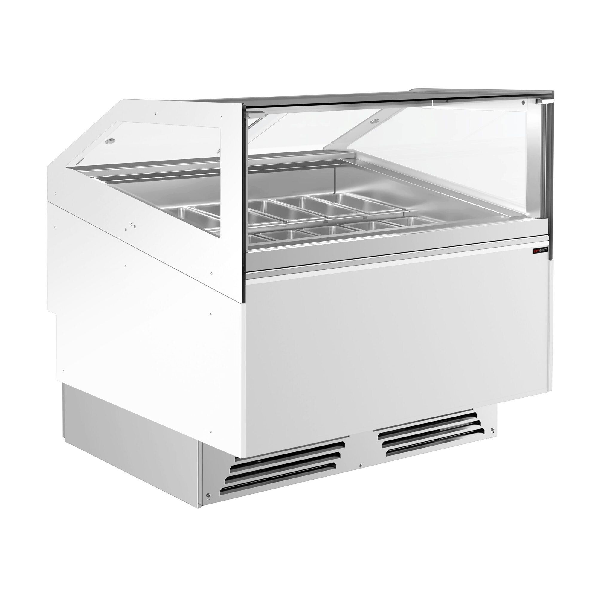 Vitrine à glace ADAM – 1200 mm – refroidissement ventilé – pour 12 bacs à glace de 5 litres ou 8 bacs de 7 litres – Blanc