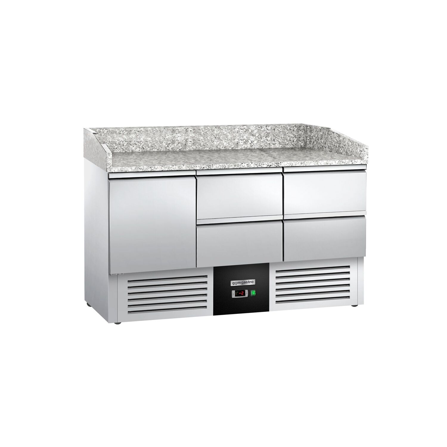 Table réfrigérée à pizza PREMIUM - 1400 x 700 mm - 1 porte et 4 tiroirs