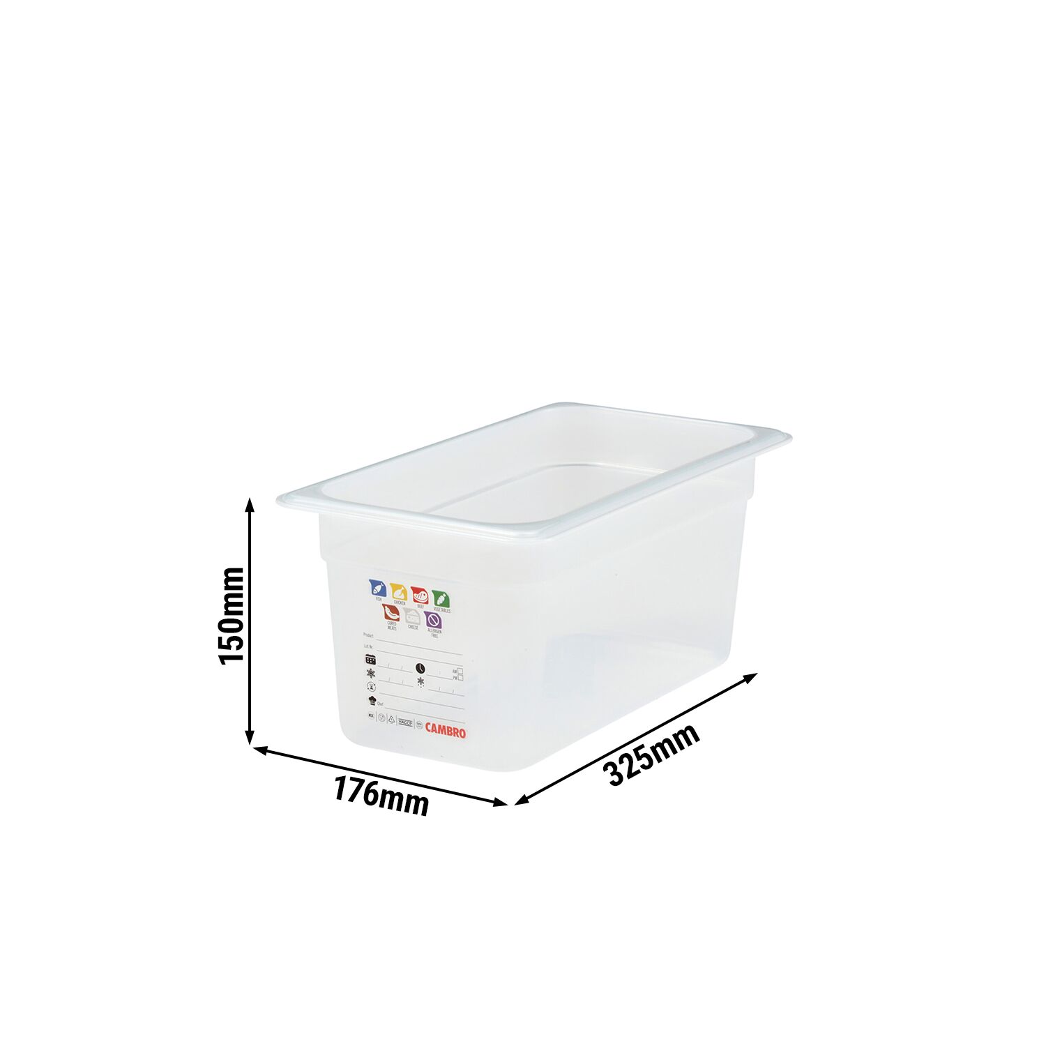 (6 pièces) CAMBRO | SafeTrak - Récipients en polypropylène GN 1/3 - laiteux - Hauteur : 150mm
