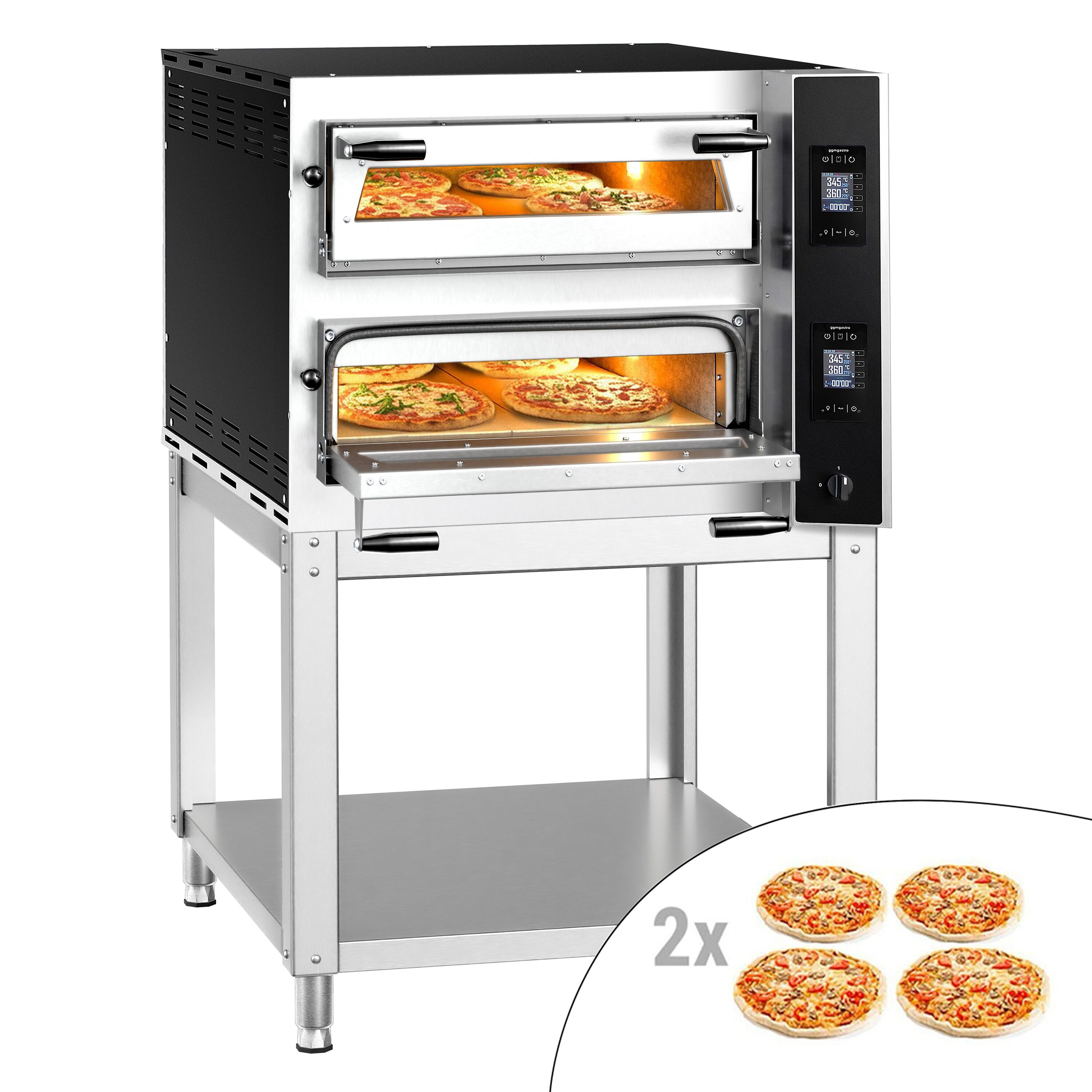 Four à pizza électrique - 4+4x 35 cm - Numérique - incl. support