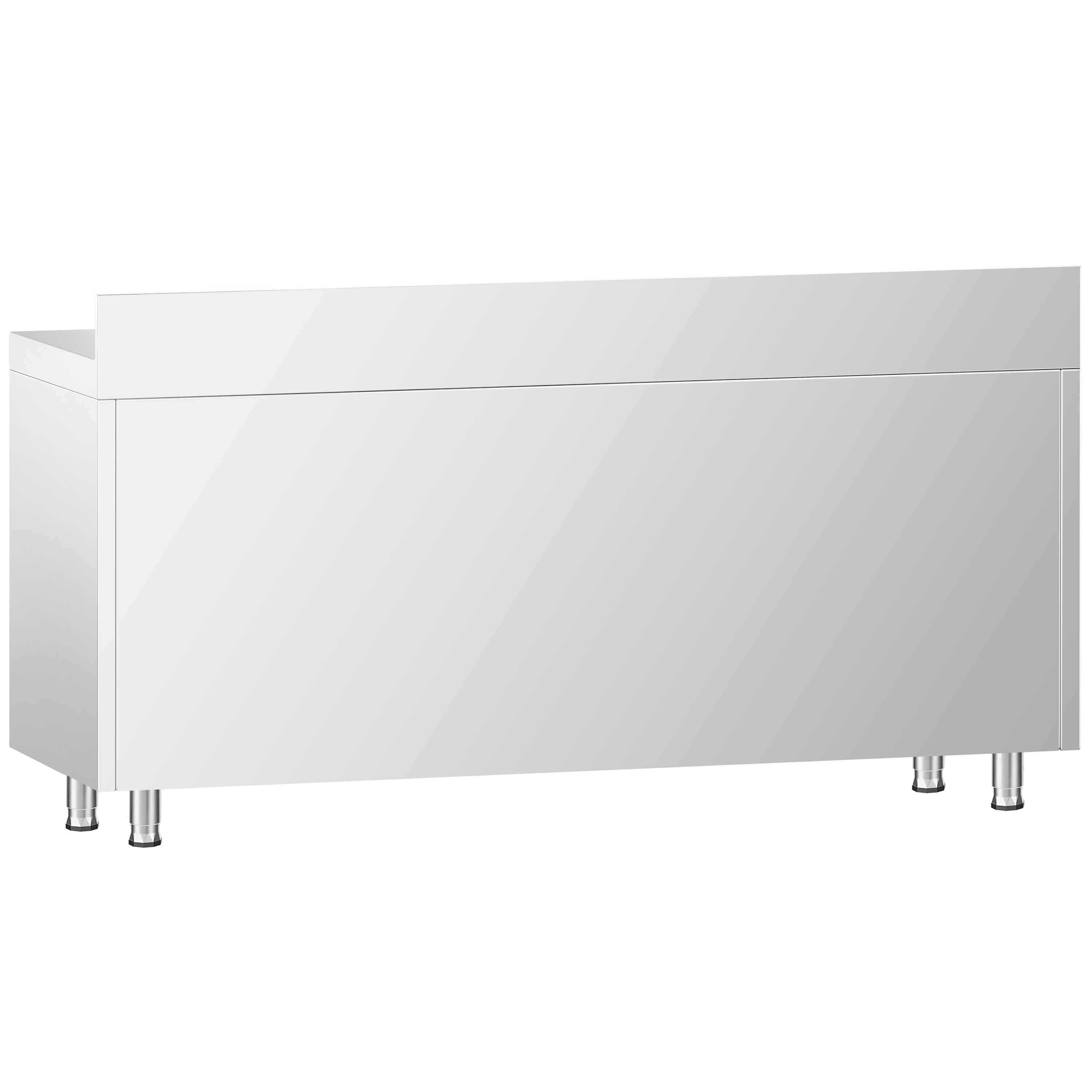 Table armoire en acier inoxydable PREMIUM - 2000x700mm - avec 3 tiroirs à gauche et portes coulissantes et étagère basse - avec dosseret