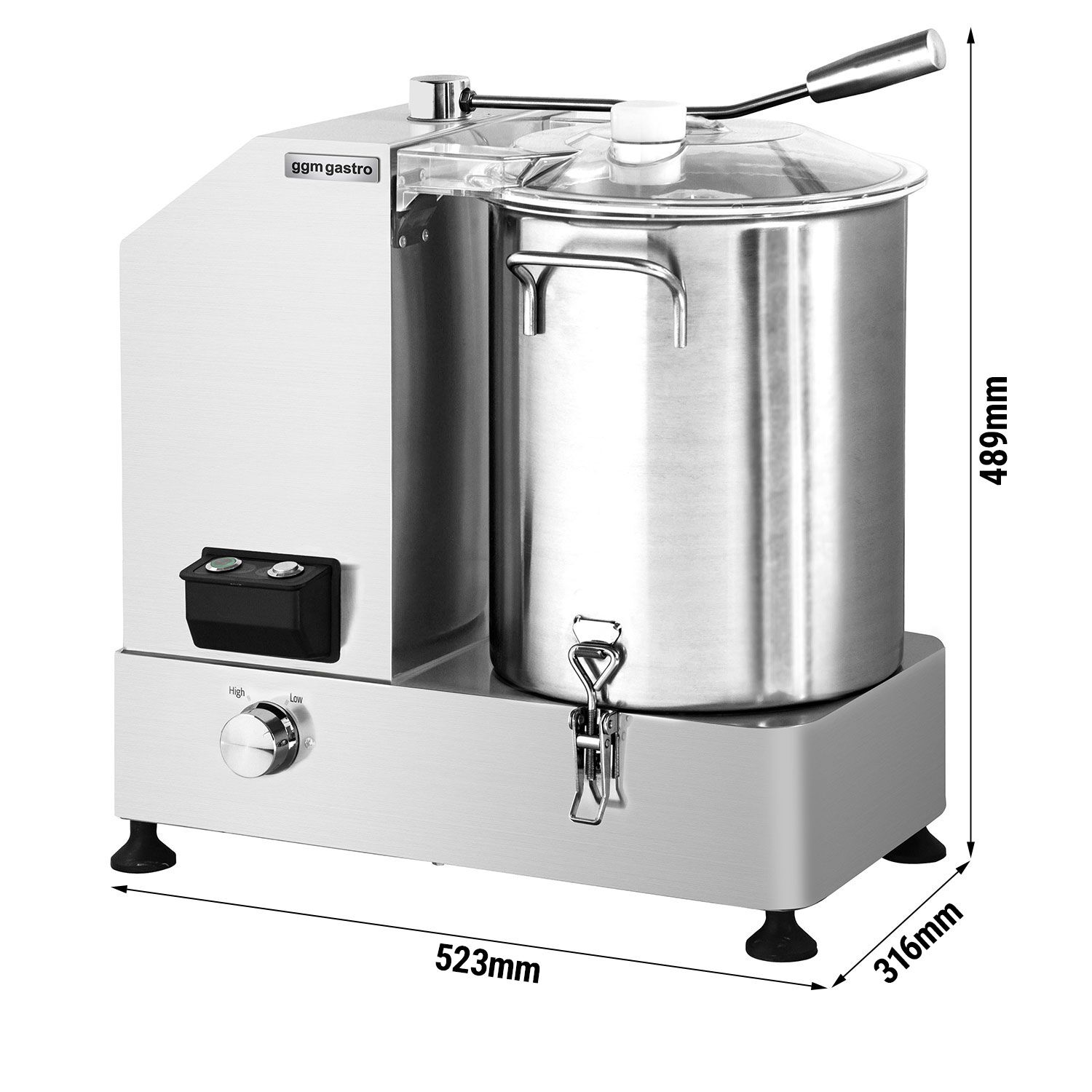 Cutter végétarien – 12 litres – 1,8 kW – 230 volts – 1100-2800 tr/min
