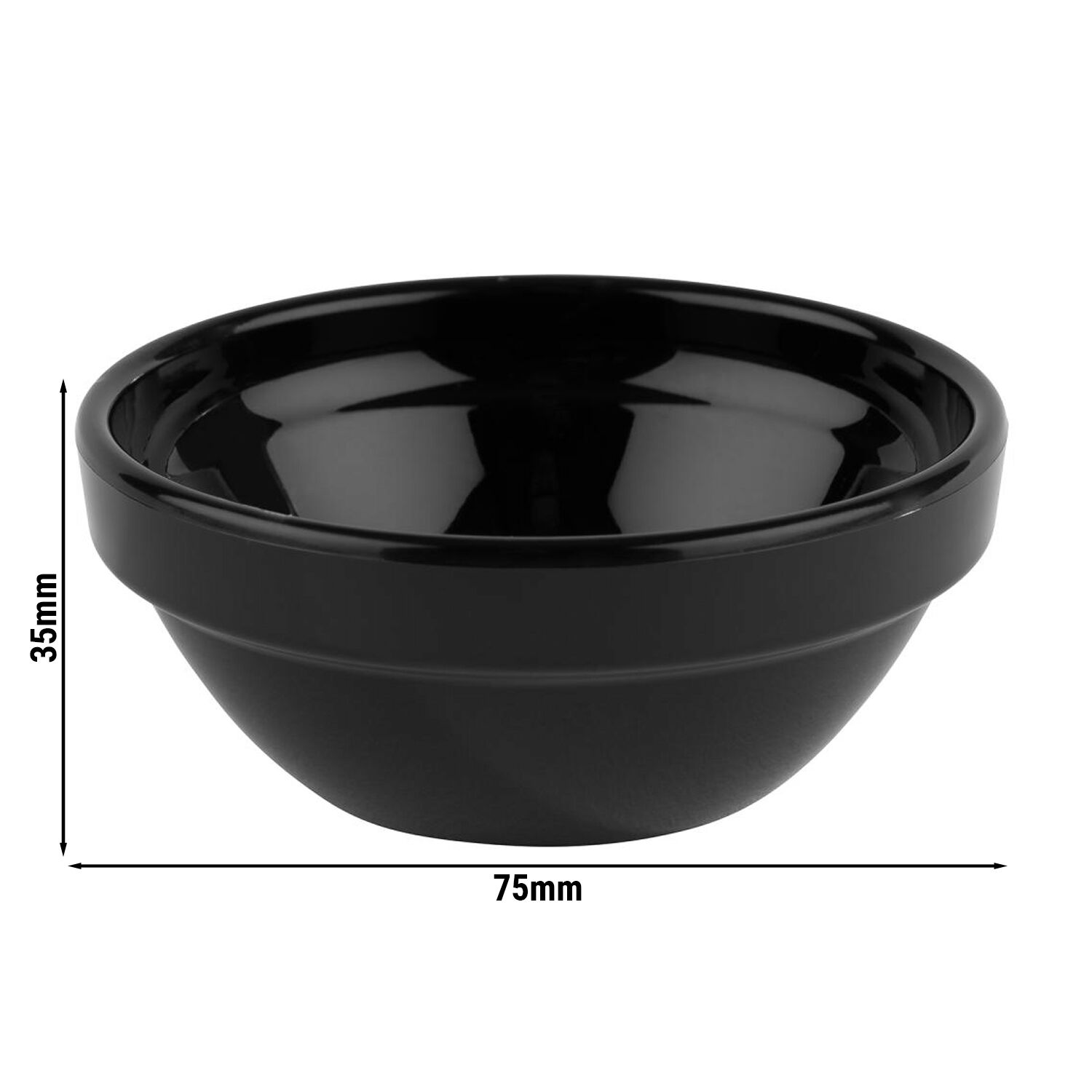 (12 pièces) Coupelles à sauce - FRIENDLY - PET - 50 ml - rond - Ø 75 mm - Noir