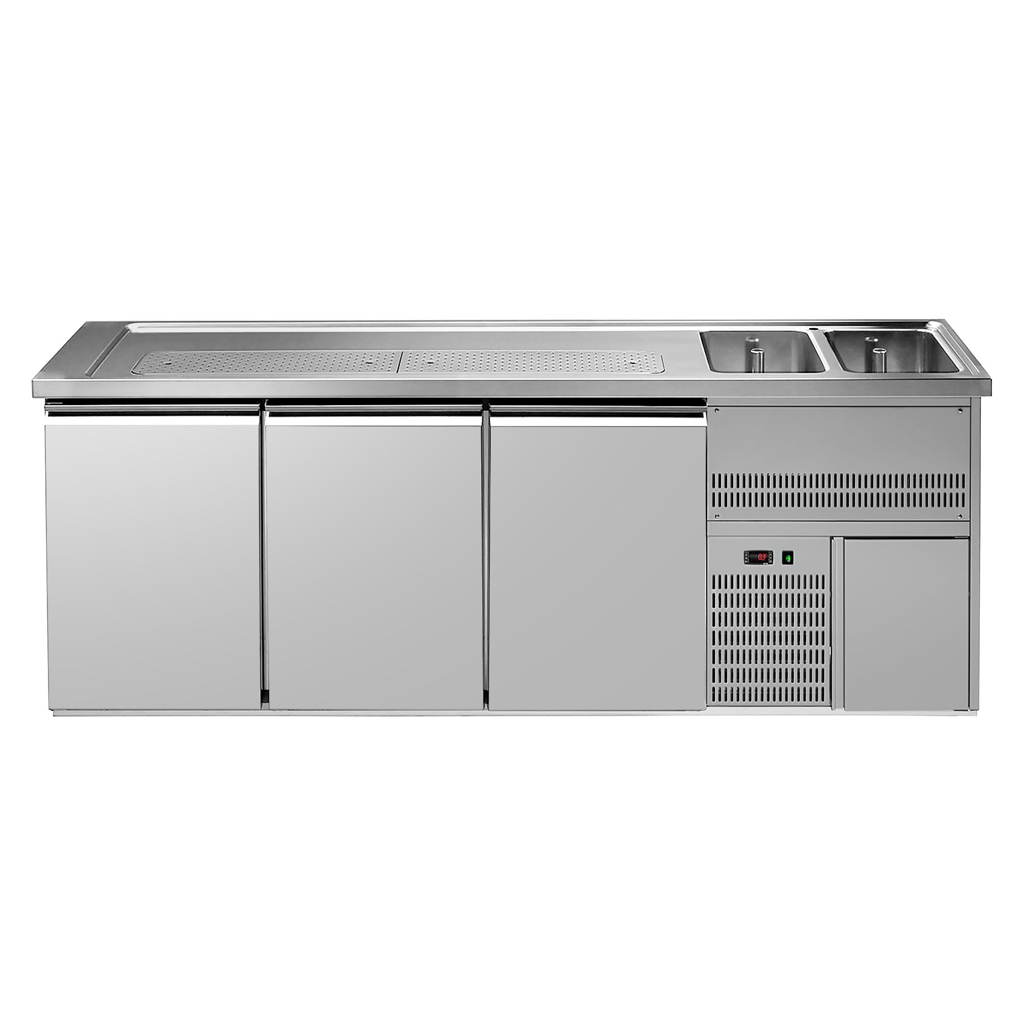 Comptoir de bar réfrigéré Premium PLUS - 2500x700mm - 3 portes	