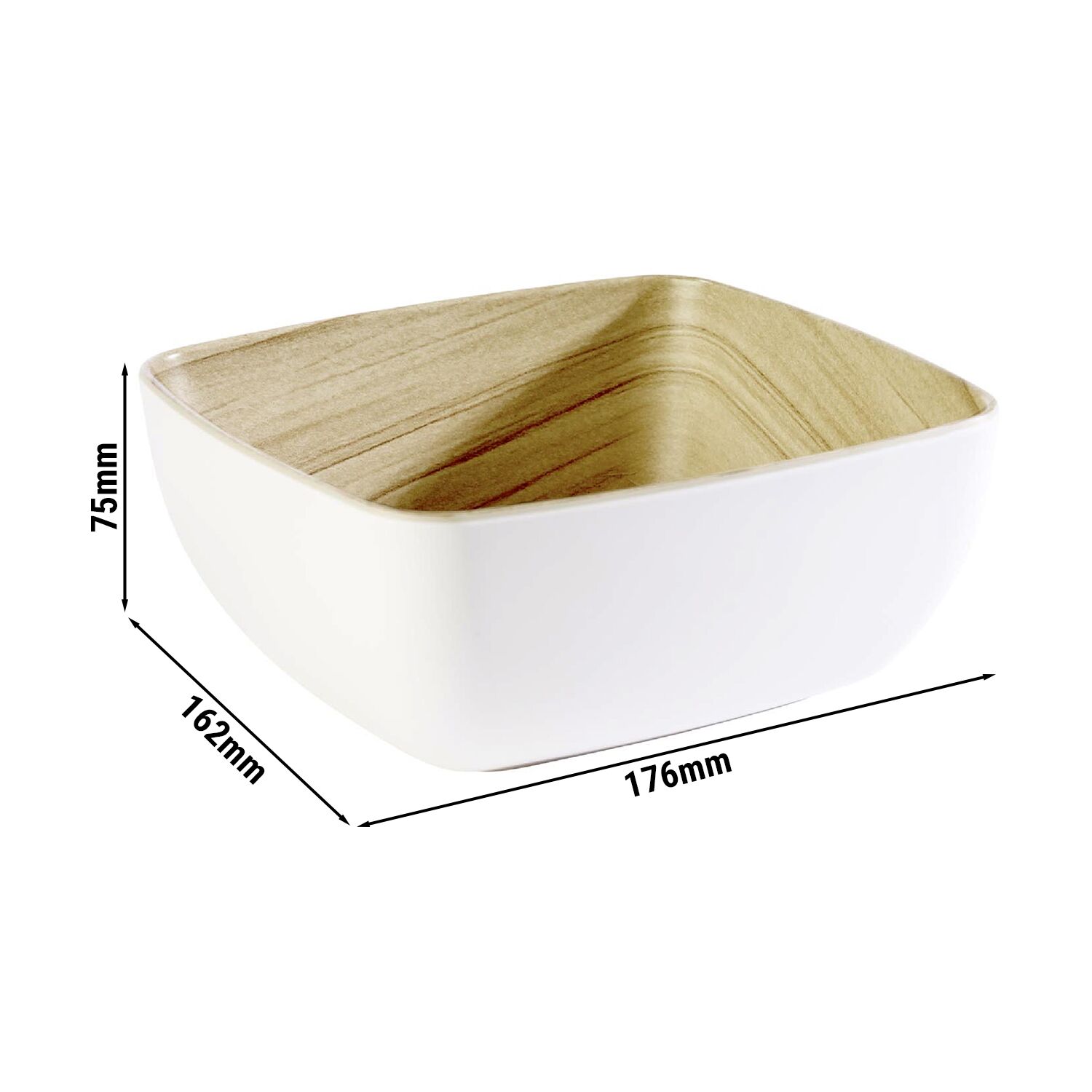 (6 pcs) Bac GN 1/6 - FRIDA - Mélamine - 1L - 176x162mm - Profondeur : 75mm - Blanc/Beige