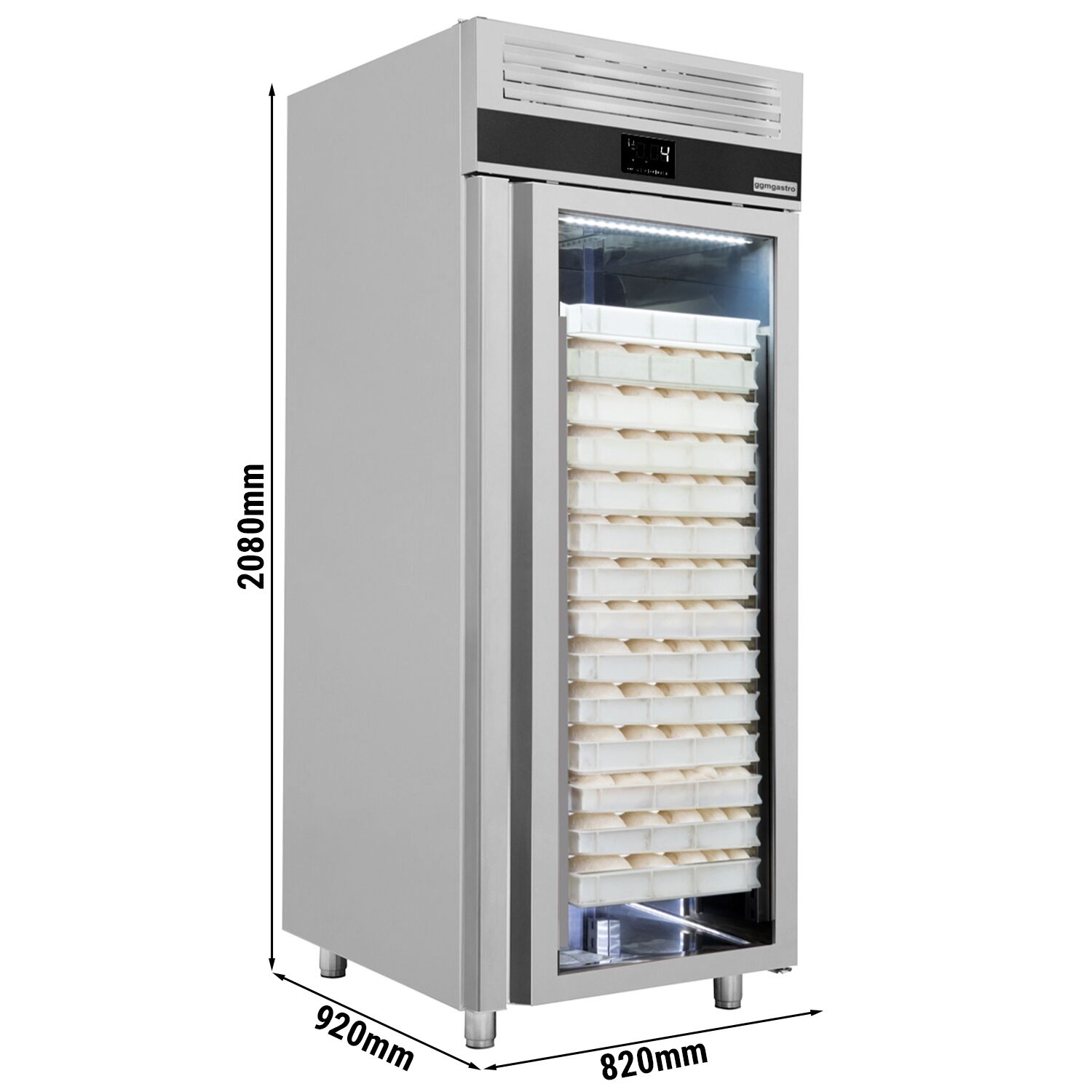 Armoire pâtissière positive Inox AISI 430 PREMIUM - 600 x 400 - 850 L - avec 1 porte vitrée