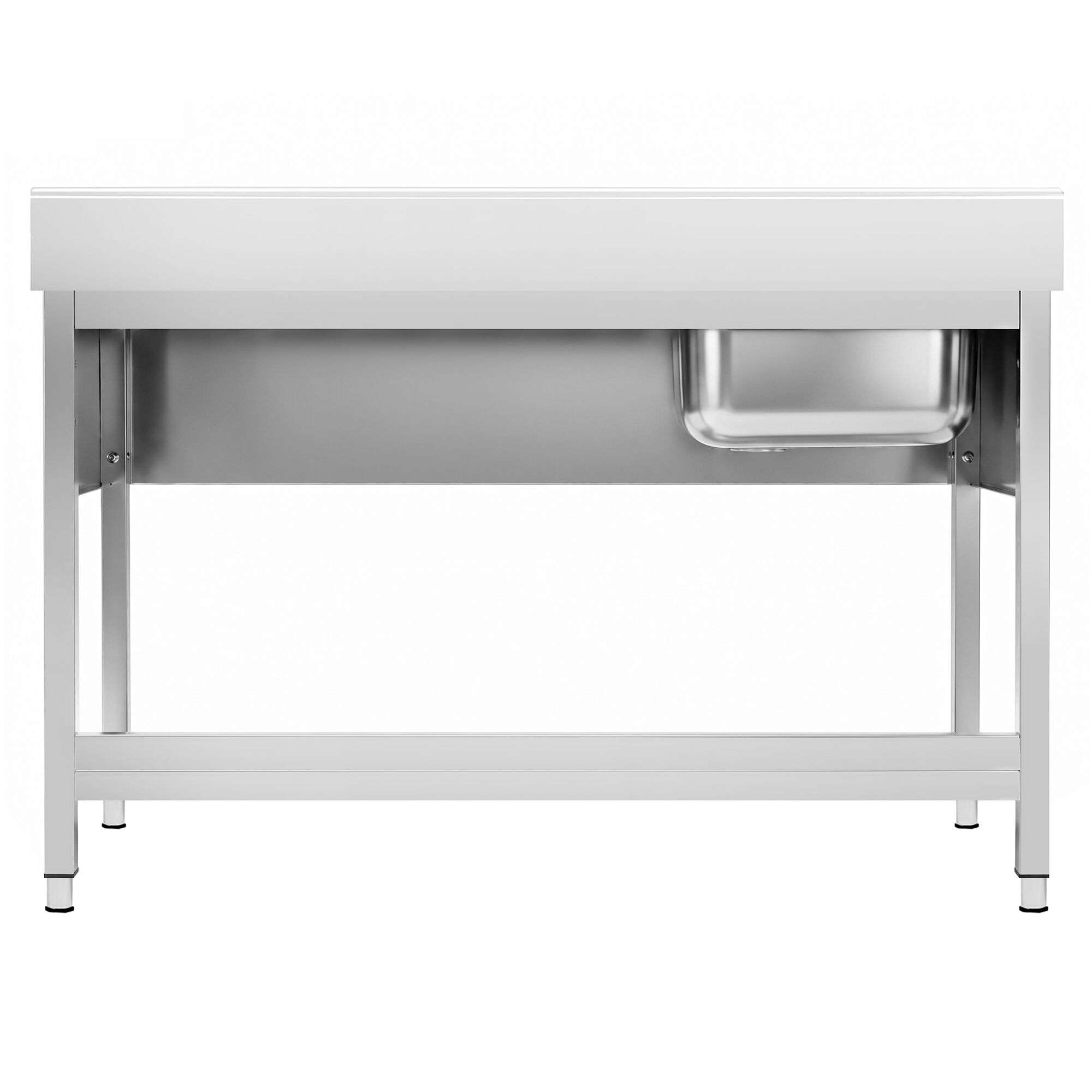 Stainless Steel Commercial Sink Unit PREMIUM - 1600x600mm - with Single Bowl Left-hand - with Undershelf