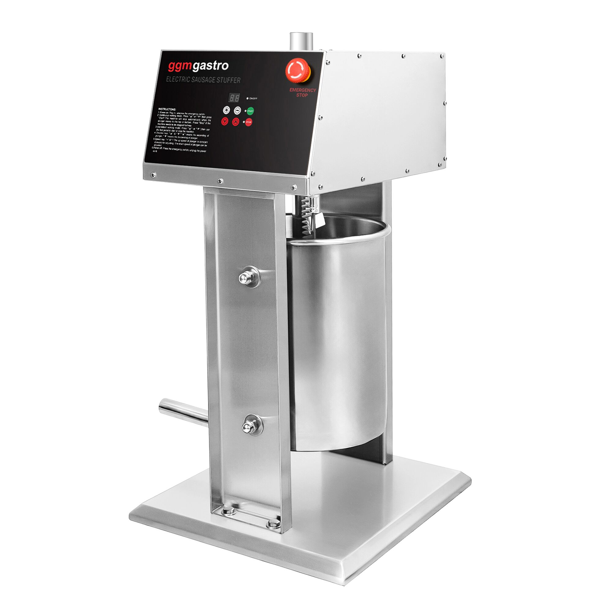 Poussoir à saucisses Électrique & Machine à churros - 20 Litres - 180 Watts - inox - incl. 4 Embouts à saucisses & 3 Embouts à churros