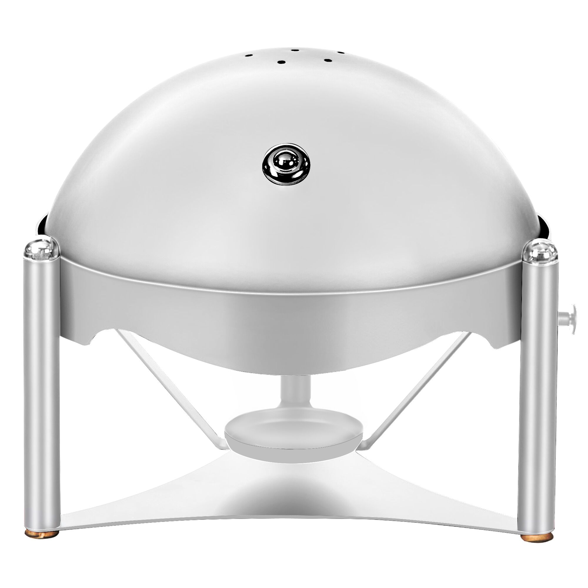 Chafing dish - Rond - avec couvercle roll top - Finition chromée