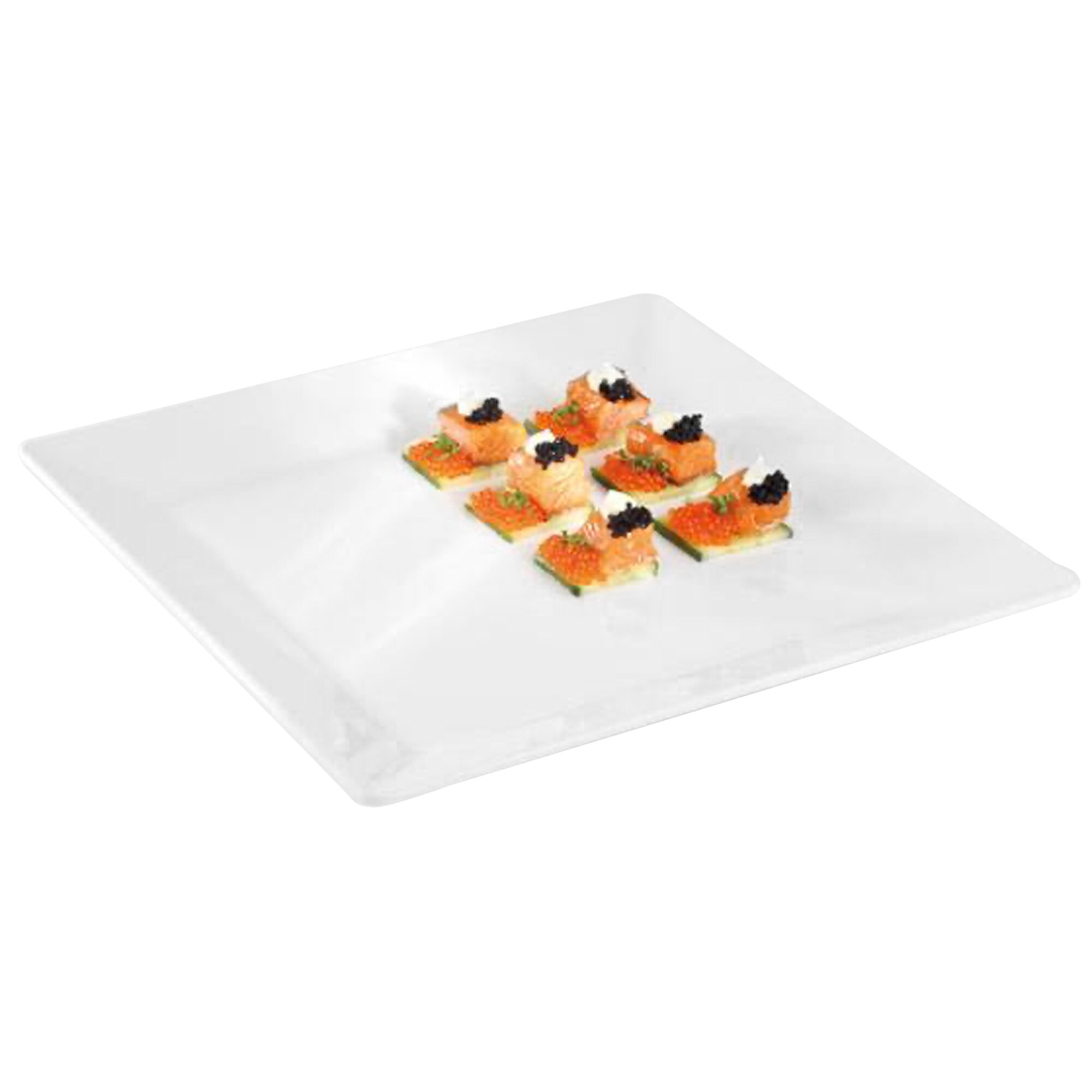 (6 pcs) Plateau de présentation - PURE - Mélamine - 185x185mm - Hauteur:25mm - Blanc