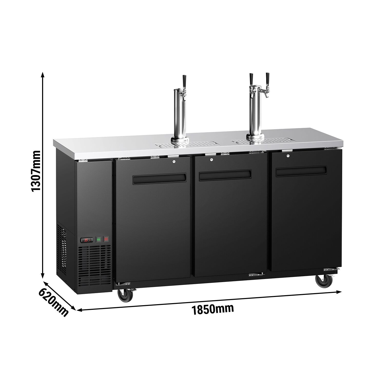 Bierkühler mit Zapfhahn - 3x 50 Liter Fässer - 1850x620mm