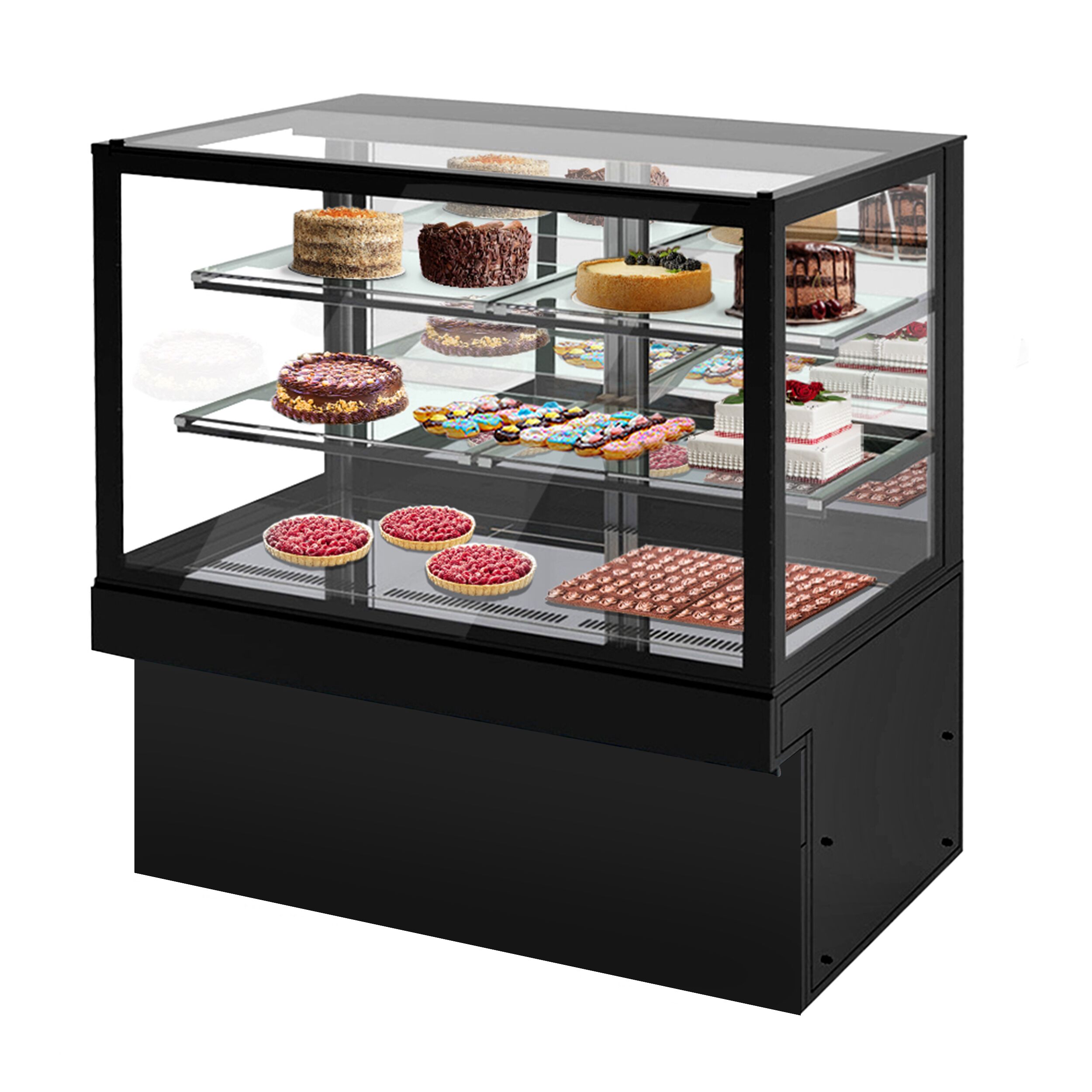 Kühl- & Kuchenvitrine TORONTO - 1500mm - schwarze Front - mit 3 Ablagen