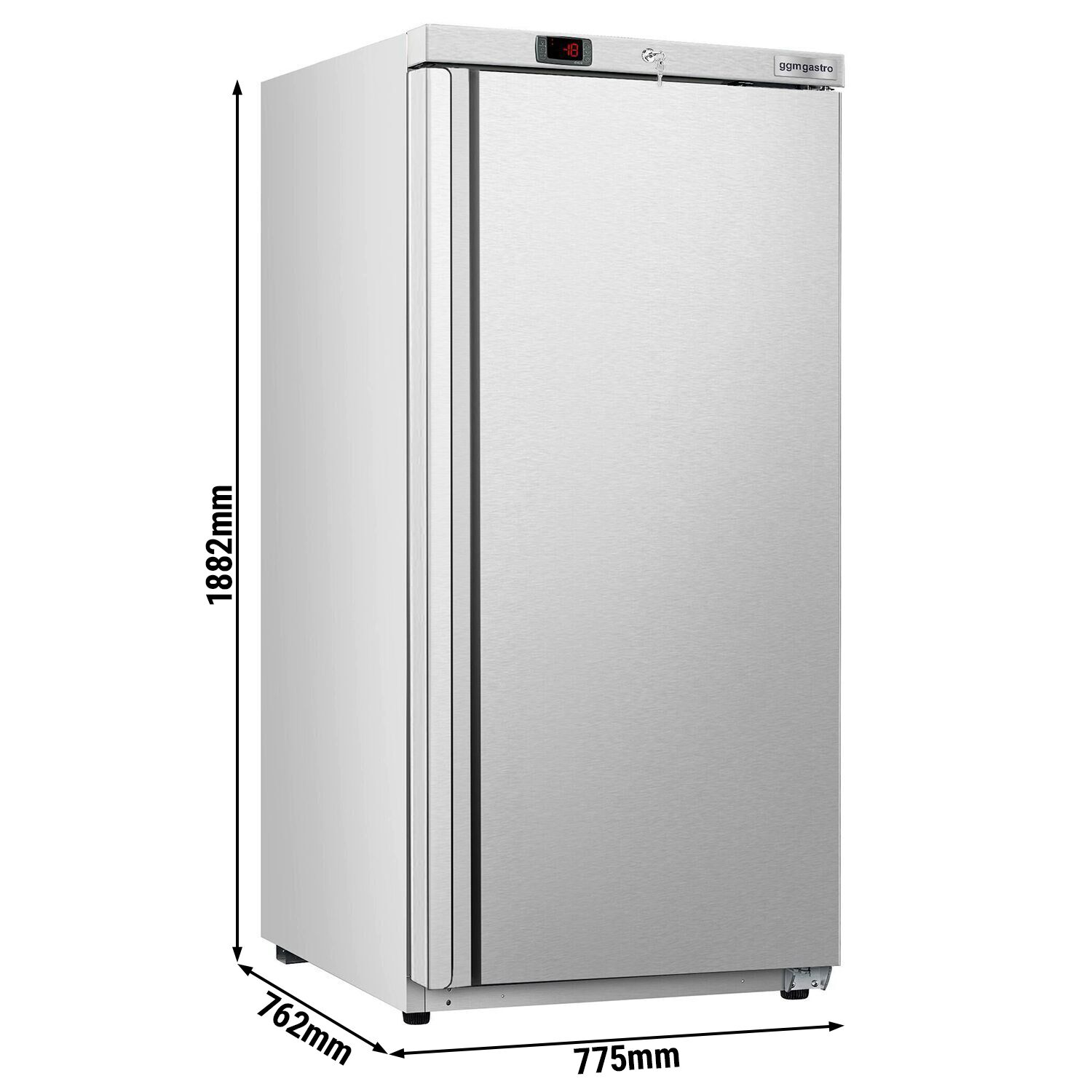 Congélateur de stockage inox ECO – 600 litres – avec 1 porte et 11 paniers – intérieur de la porte en plastique