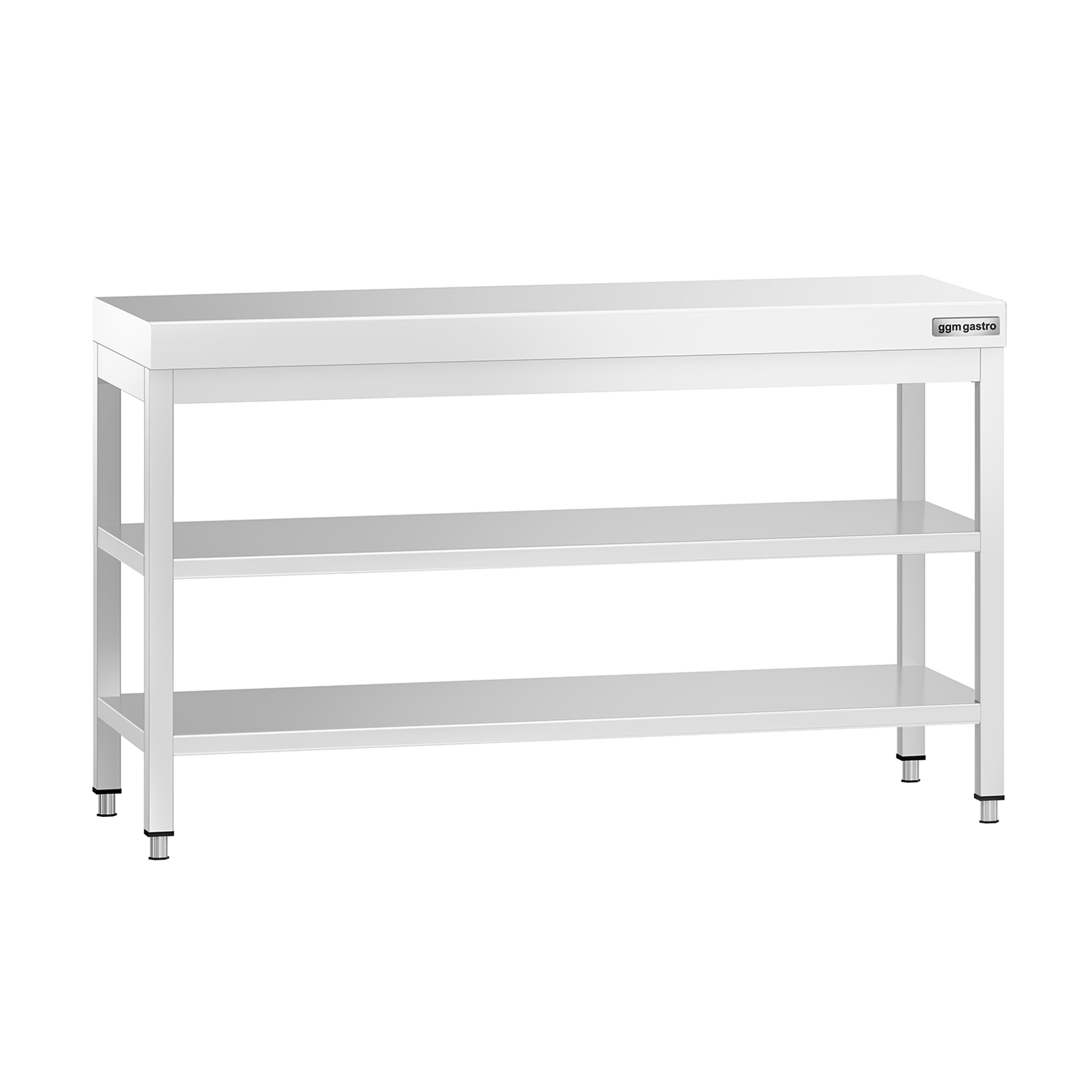 Table de travail inox PREMIUM - 1400 x 600 mm - avec tablette inférieure & Tablette intermédiaire