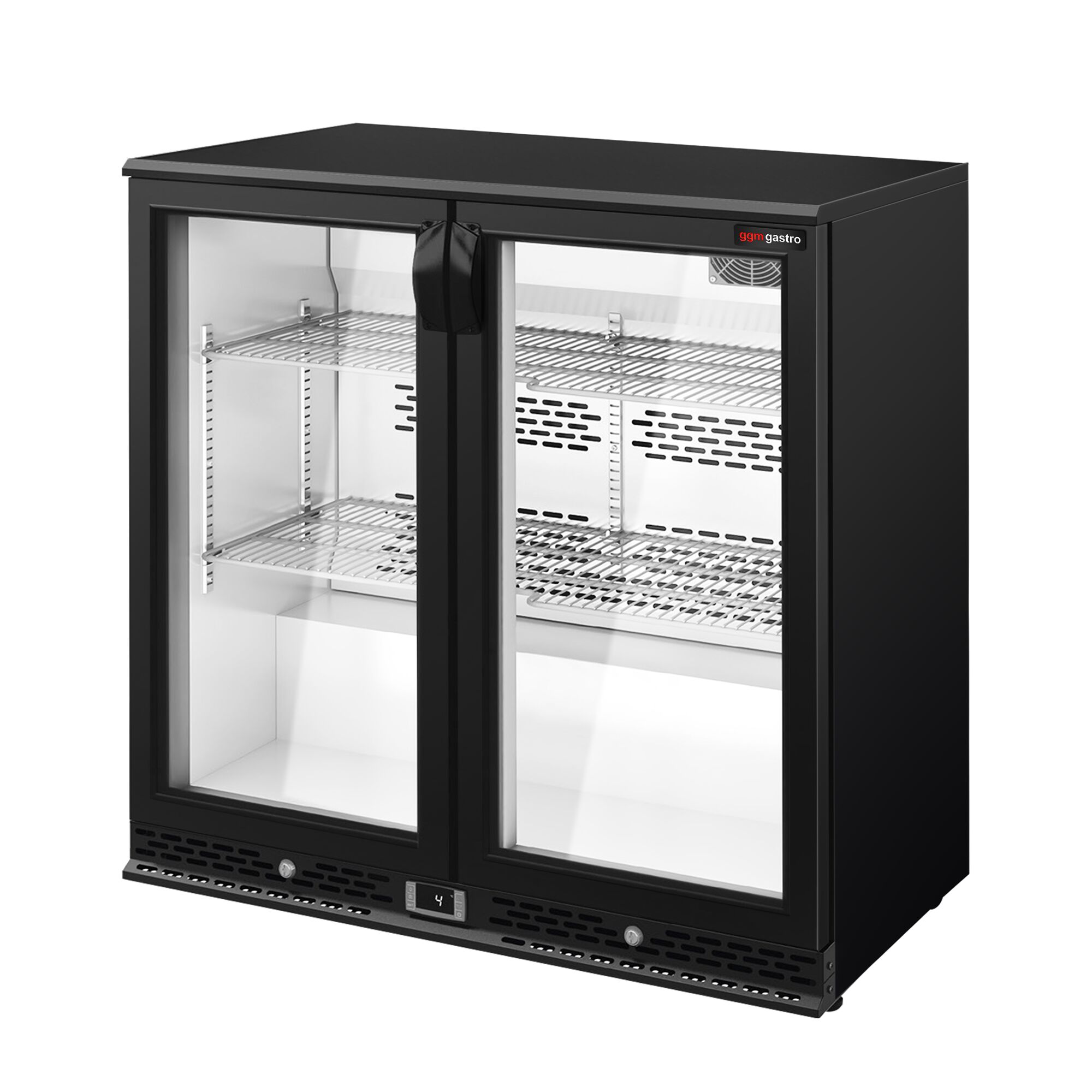 Commercial Back Bar Cooler PREMIUM PLUS - 900mm - 193L - with 2 glass hinged doors - Black