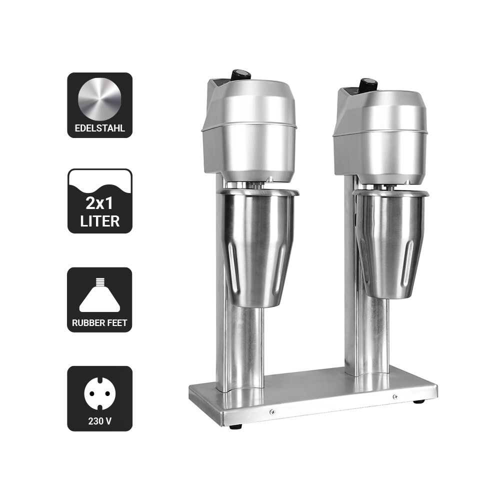 Milkshake & Drinks Mixer ECO - twin spindle - 2x 1 litre - 2x 300 Watt - Variable speed