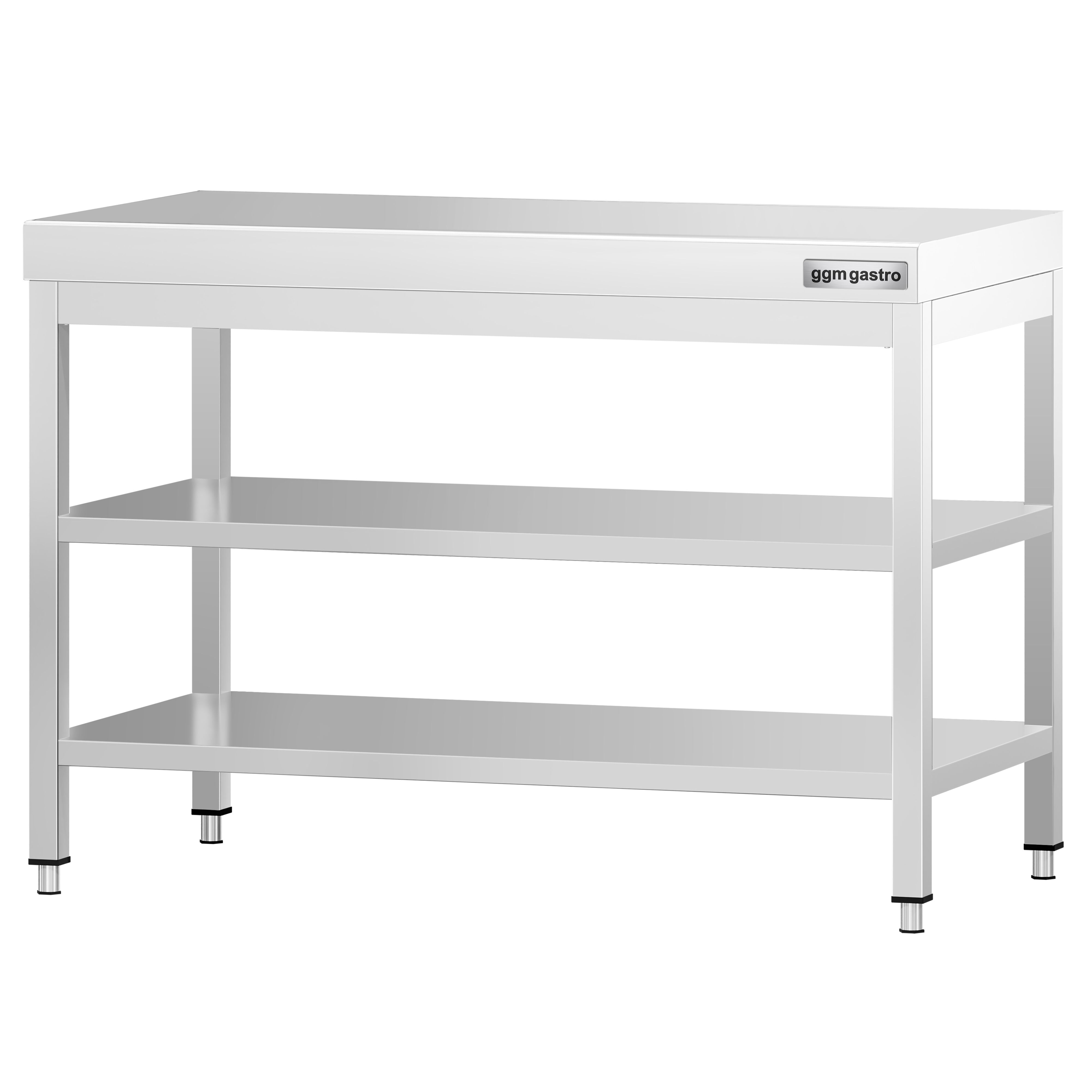 Table de travail inox PREMIUM - 1000 x 600 mm - avec tablette inférieure & Tablette intermédiaire