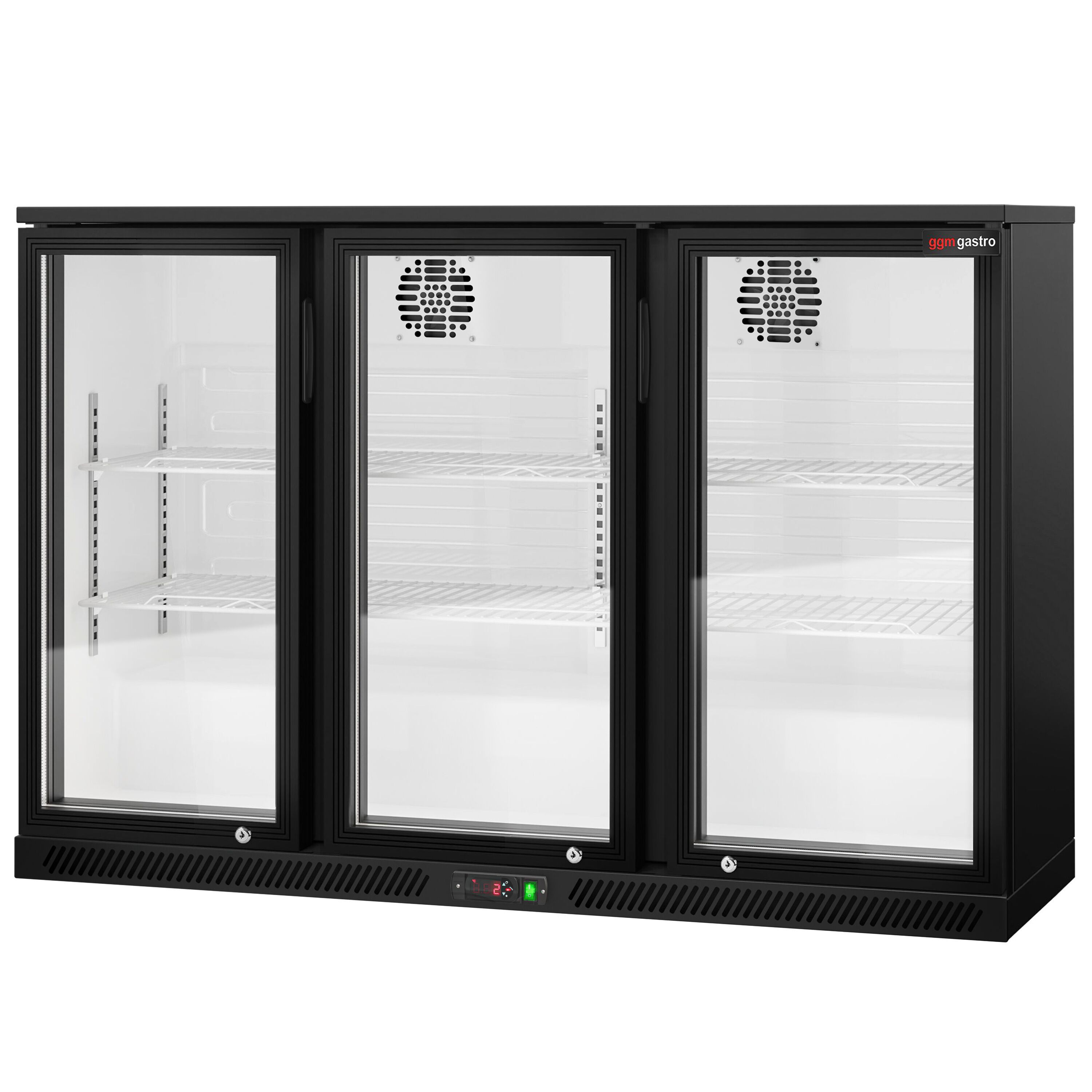 Réfrigérateur de bar – 1350 mm – 320 litres – avec 3 portes vitrées battantes – Noir