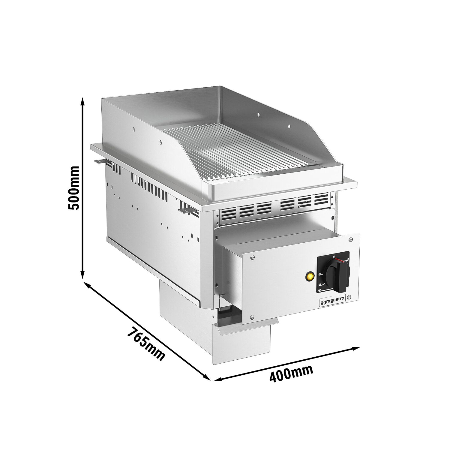 Plancha électrique - plaque acier - 4,5 kW - Rainurée - Surface de cuisson : 297x484mm