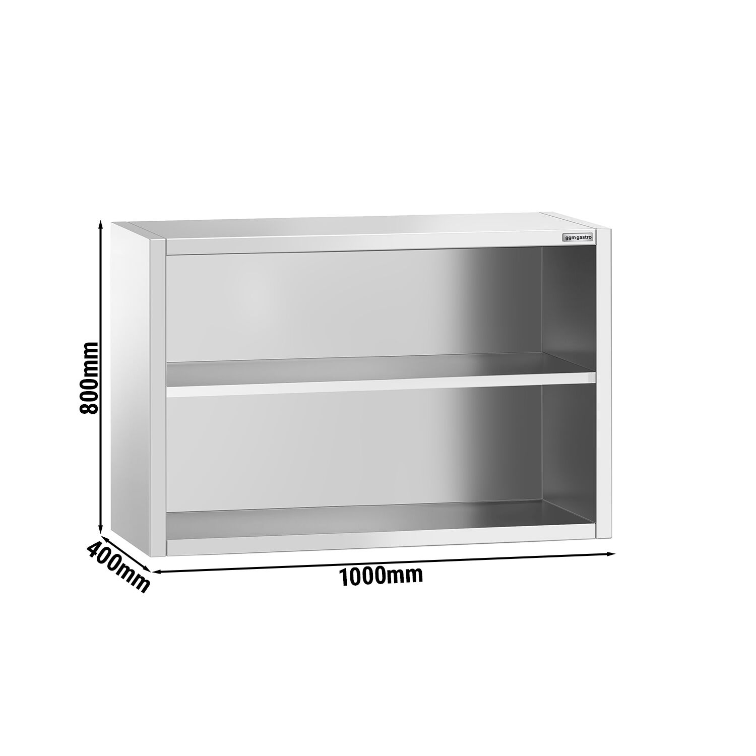 Armoire murale en acier inoxydable PREMIUM - 1000x400mm - sans portes (ouvert) - 800mm de haut
