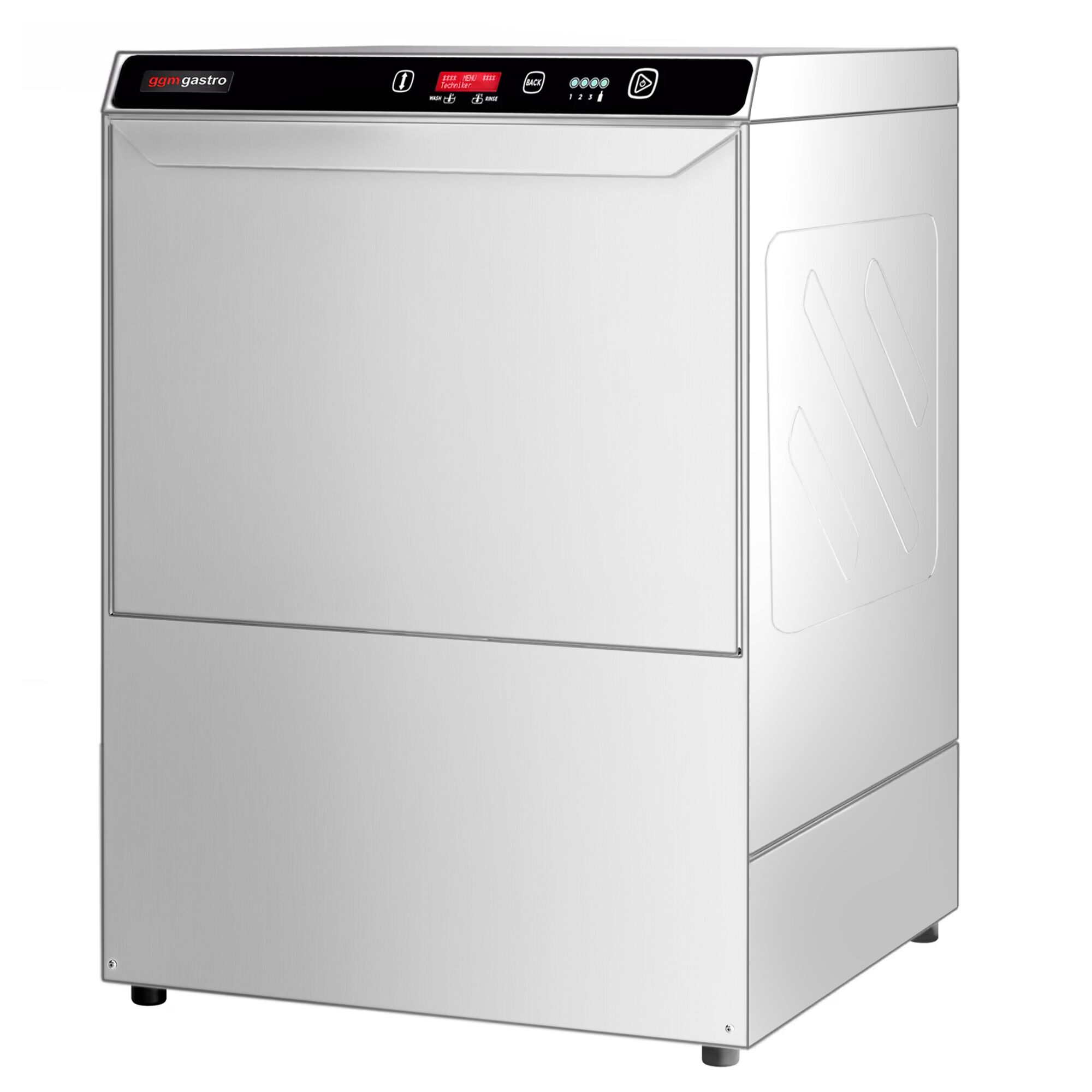 Lave-vaisselle professionnel - Panier 50x50cm - Commandes électroniques - 7,45kW - avec pompes doseuses détergent et liquide de rinçage