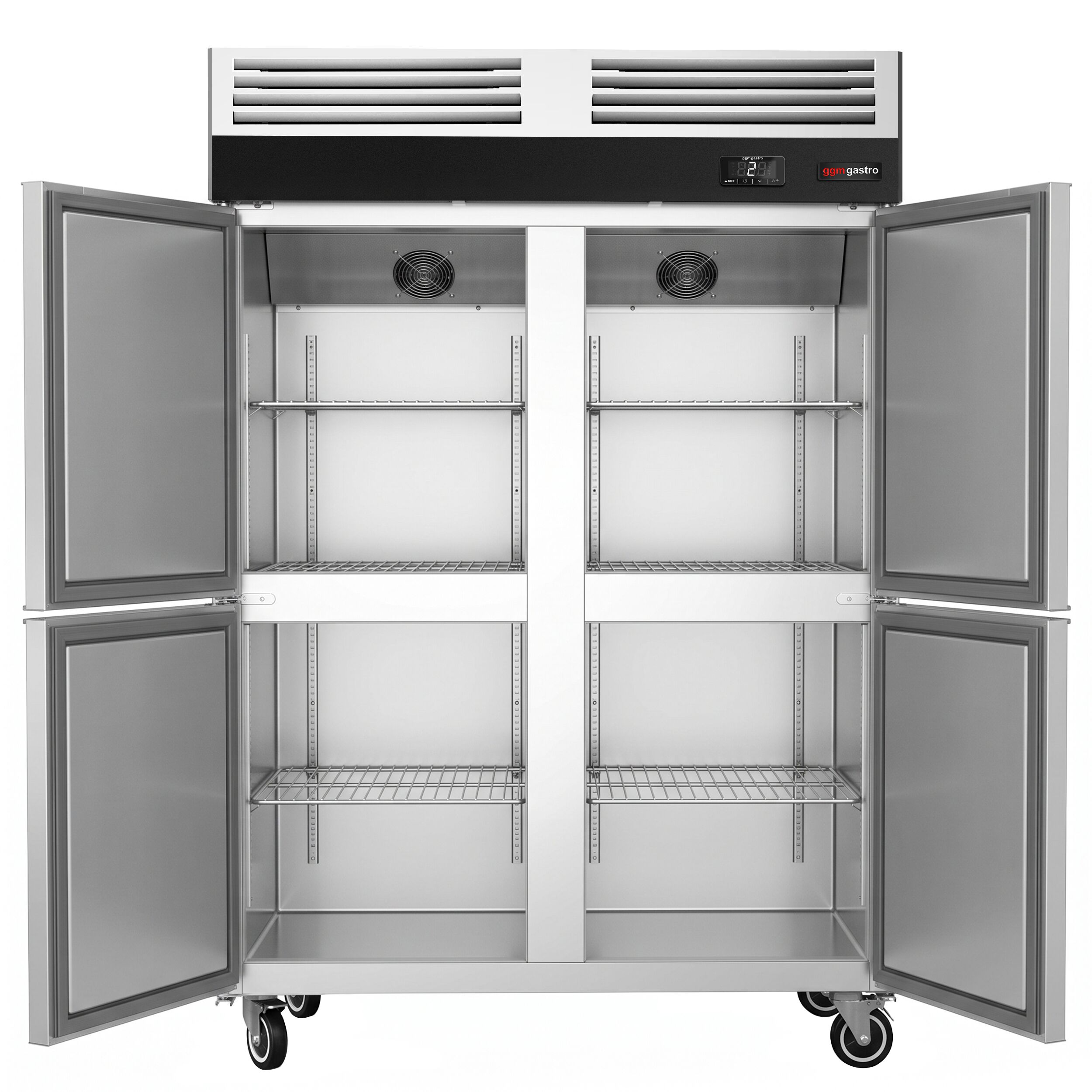 Commercial Upright Fridge – Stainless Steel ECO – GN 1/1 – 1700 Litres – with 4 Half Doors
