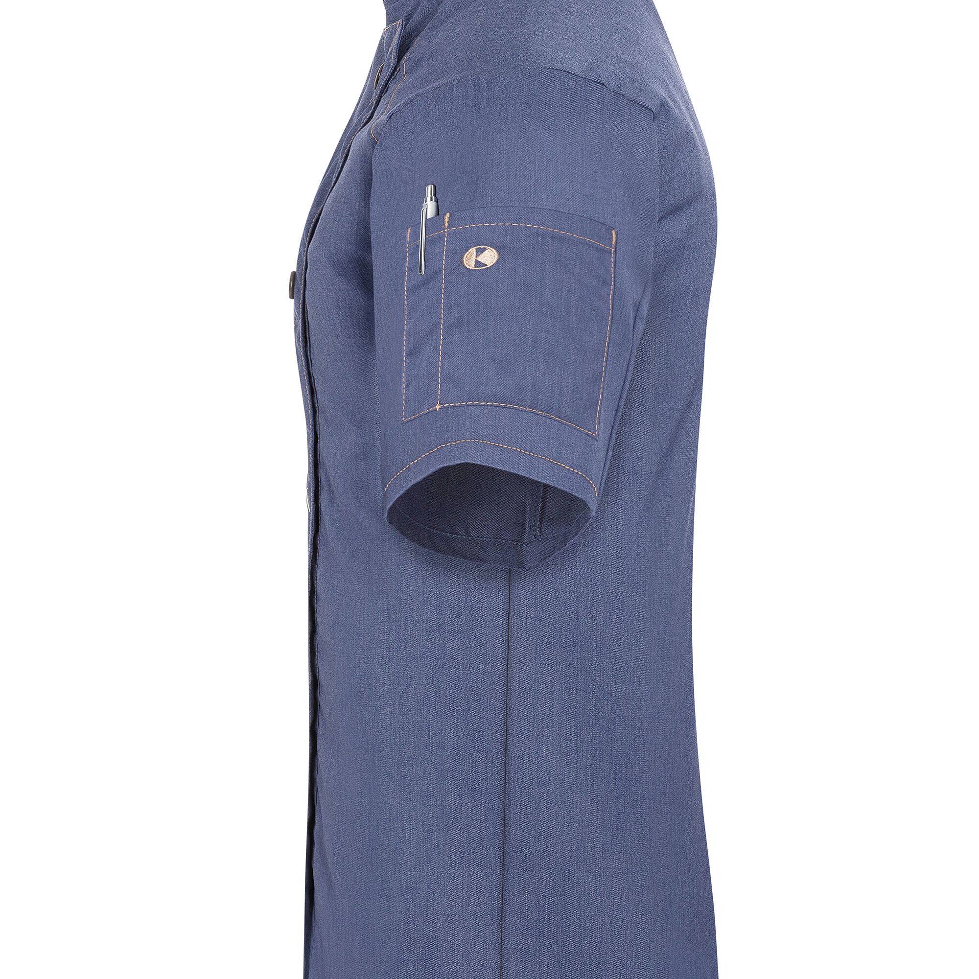 KARLOWSKY | Veste de cuisine manches courtes femme style jeans - Bleu Vintage - Taille : 54