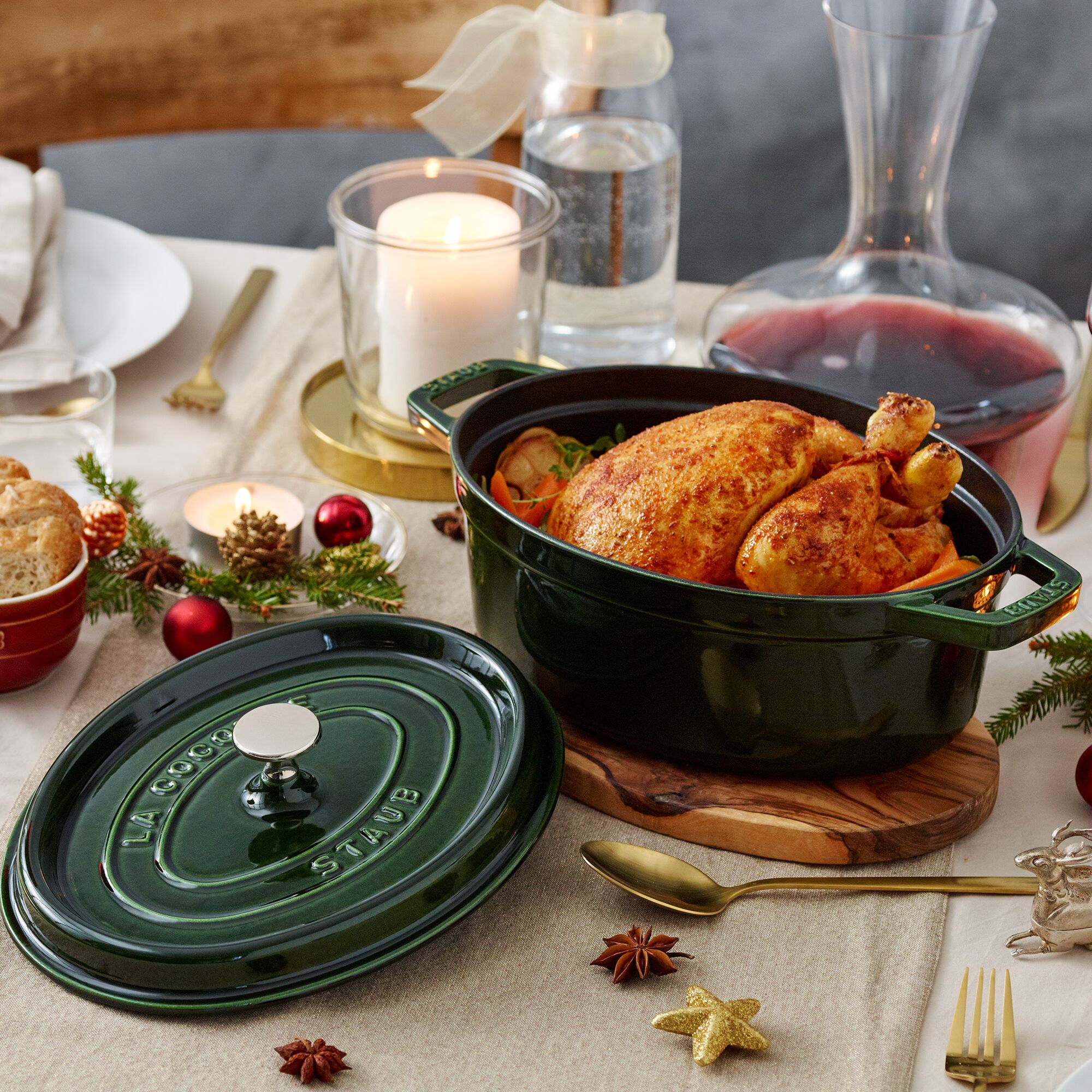 STAUB | LA COCOTTE - Cocotte - oval - 290mm - gjutjärn - basilikagrön