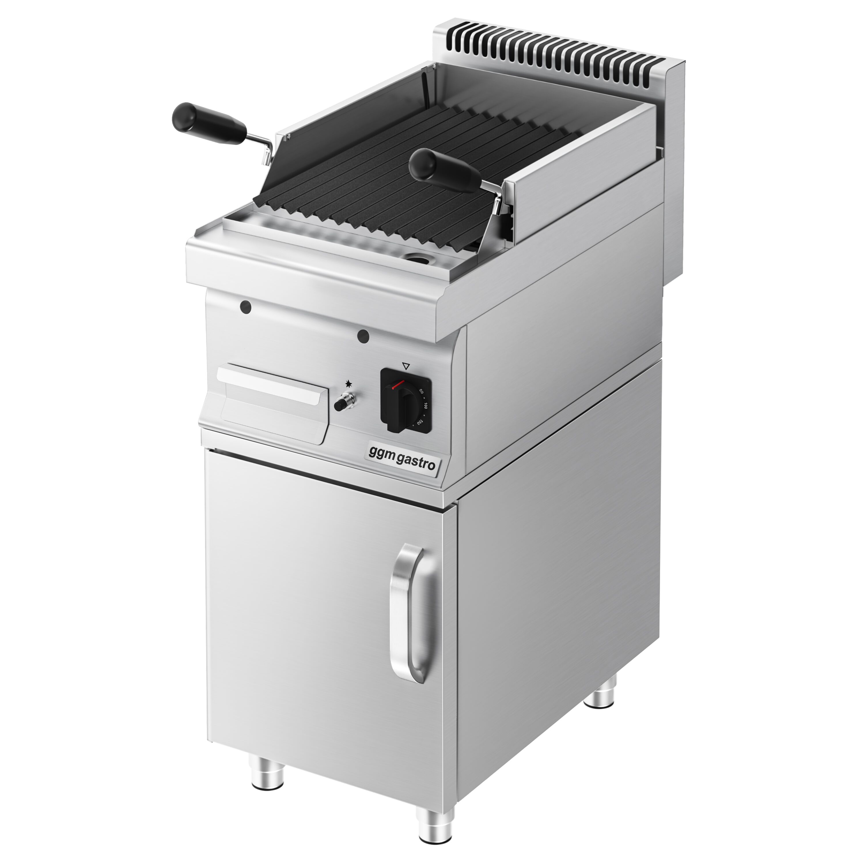 Grill à pierre de lave à gaz – 5,5 kW – grille inclinable – incl. soubassement avec 1 porte