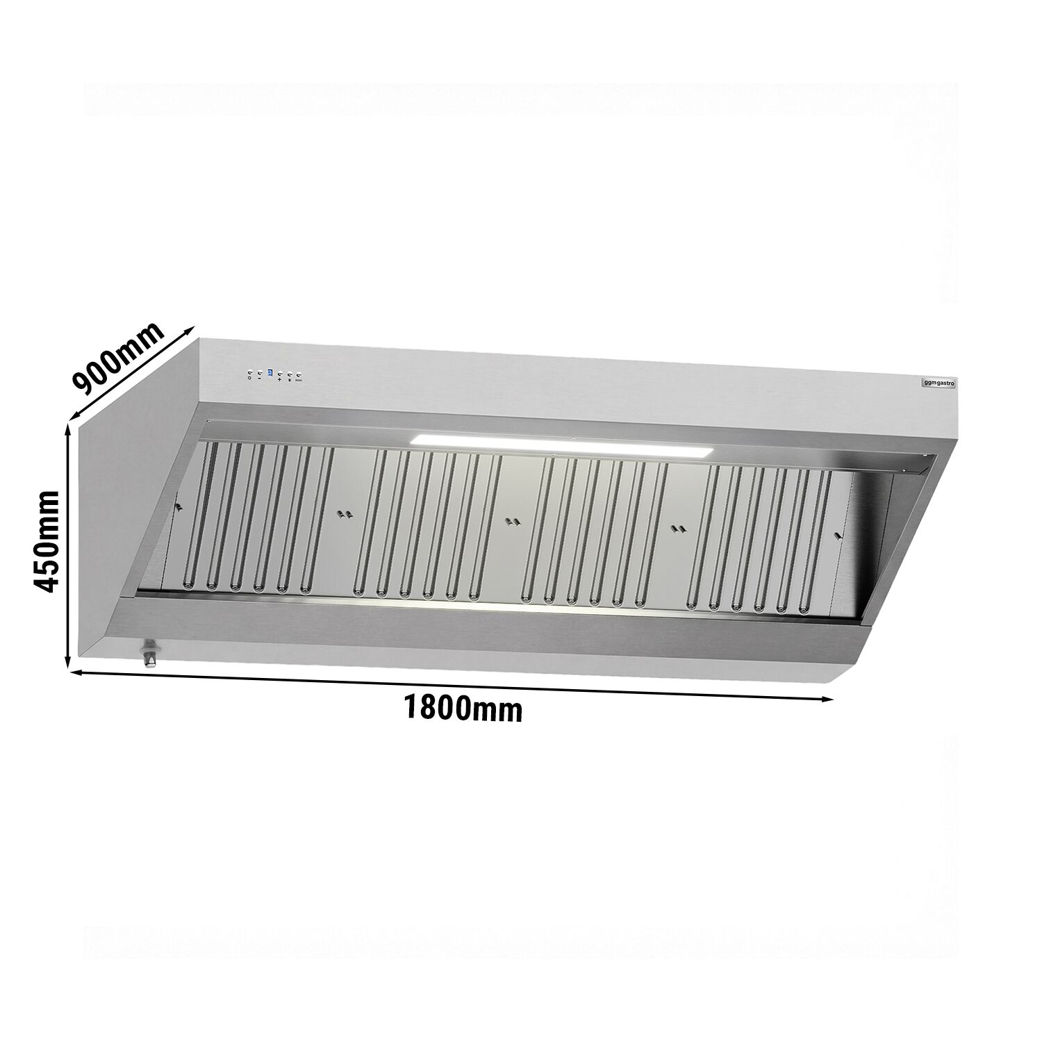 Hotte murale avec moteur - 1800mm - avec régulateur, filtre & lampe