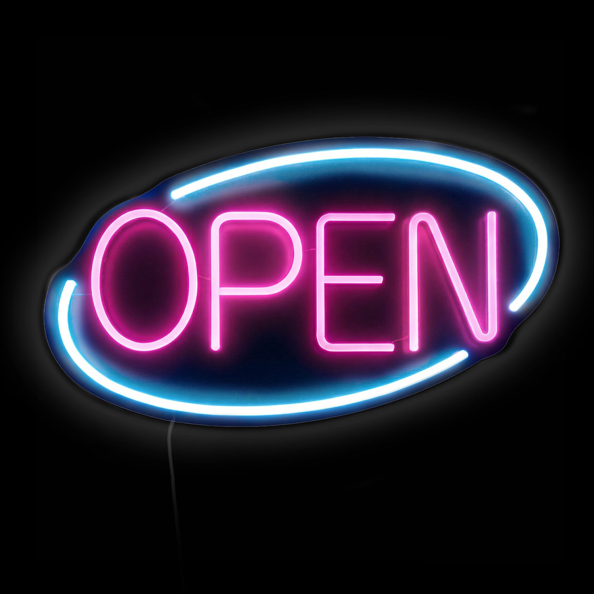 Enseigne lumineuse à LED - OPEN - luminosité réglable - Bleu/Rose - 420x250mm
