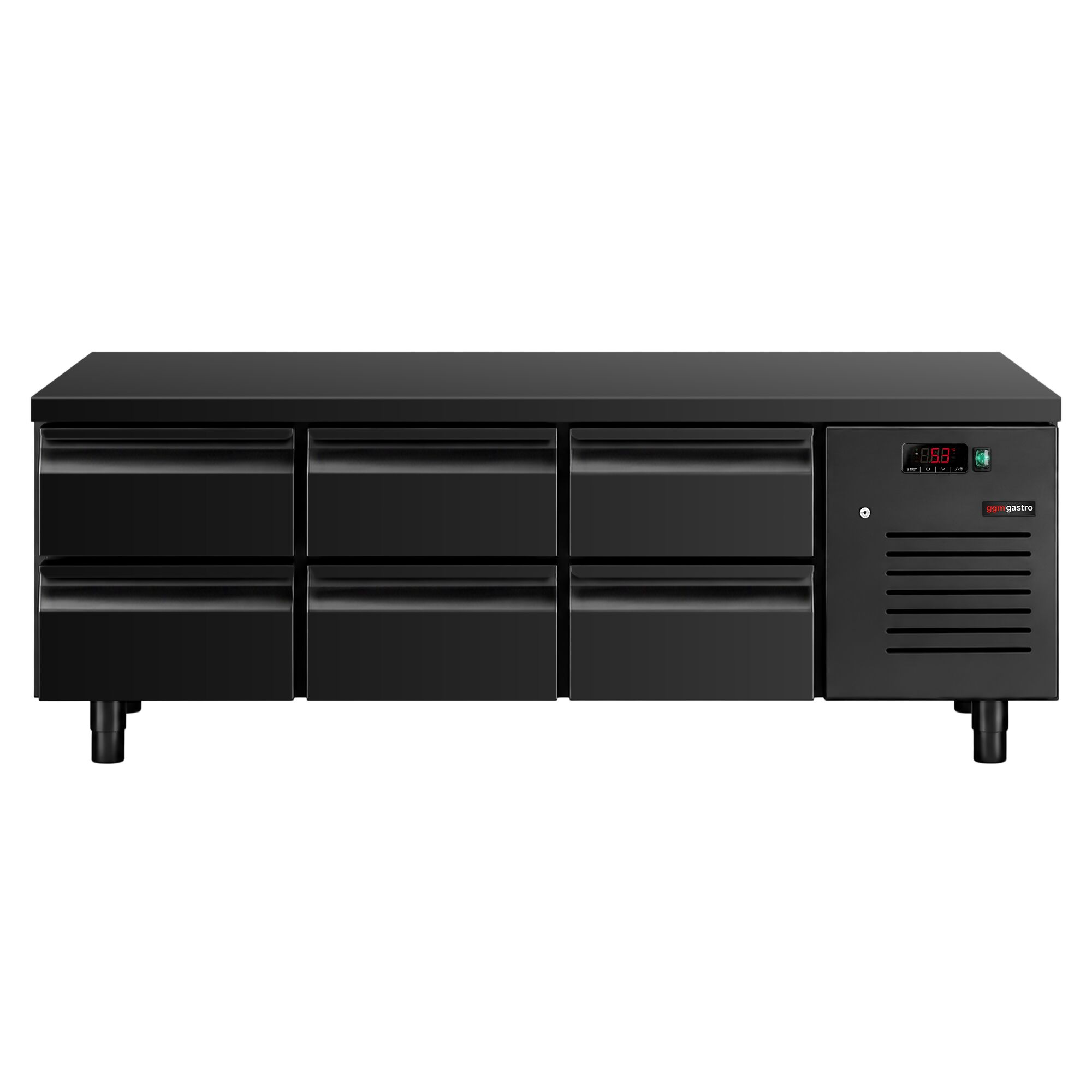 Meuble bas réfrigéré - 2000mm - 288 litres - 6x GN 1/1 tiroirs - noir mat