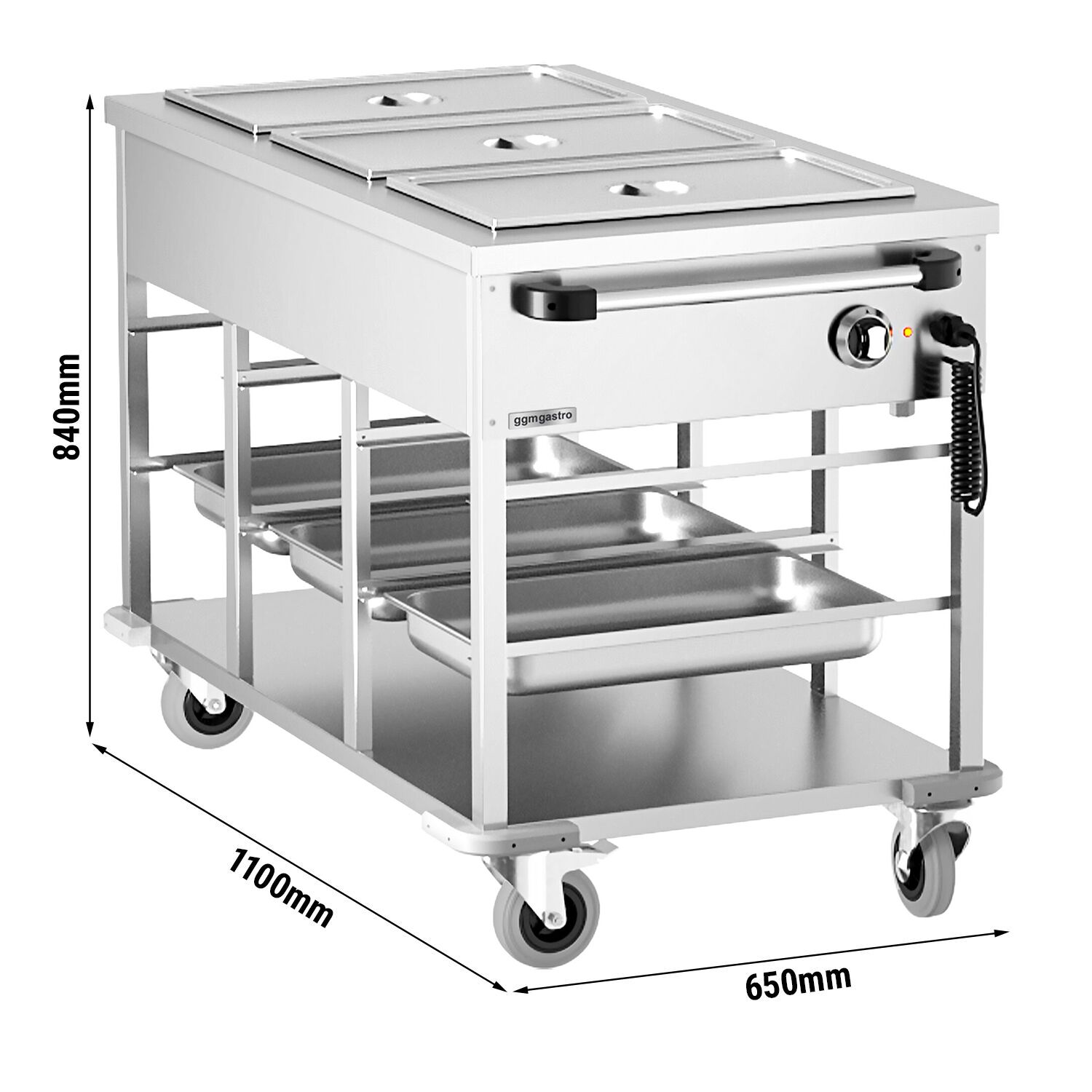 Värmevagn – vattenbad - 2,5 kW - 3x GN 1/1