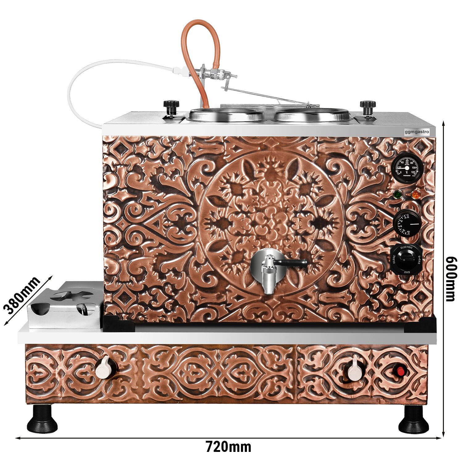 Commercial Gas & Electric Copper Tea Urn - 770mm - 22 Litres