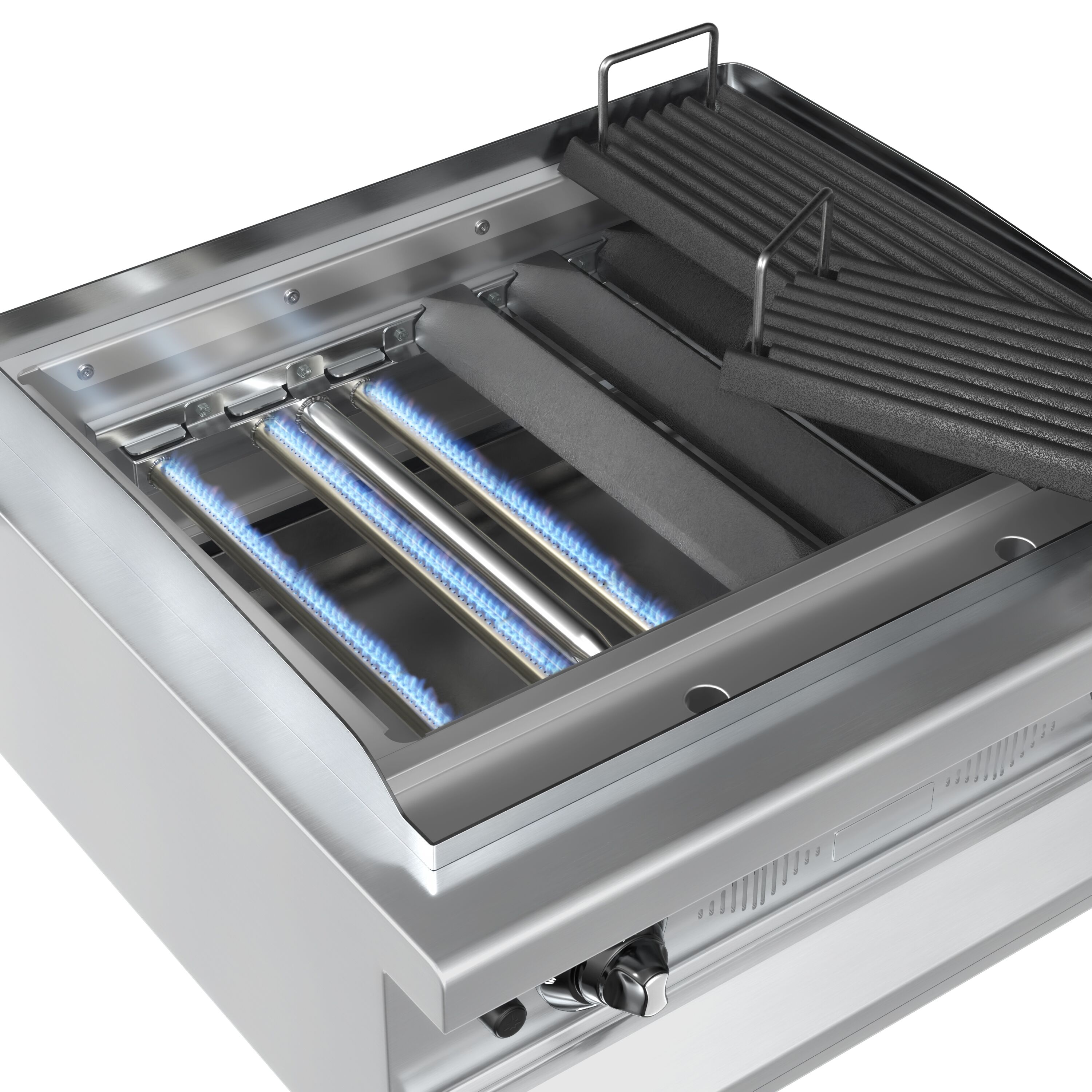 Barbecue à gaz professionnel - 10,4kW - de table - P730mm - 4 grilles de cuisson - grilles de cuisson en fonte